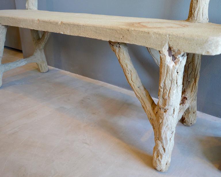 Concrete Folk Art Bench at 1stDibs
