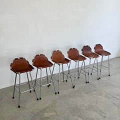 Lot de 6 tabourets de bar créés par Charlotte Perriand pour Les Arcs, France, années 1960
