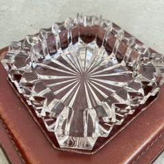 Jacques Adnet Leather and Glass Ashtray, 1950s France