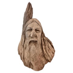 Hand Carved Wood Spirit Sculpture, 1970s USA