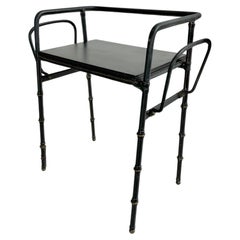 Jacques Adnet Leather Side Table with Magazine Racks, 1950s France