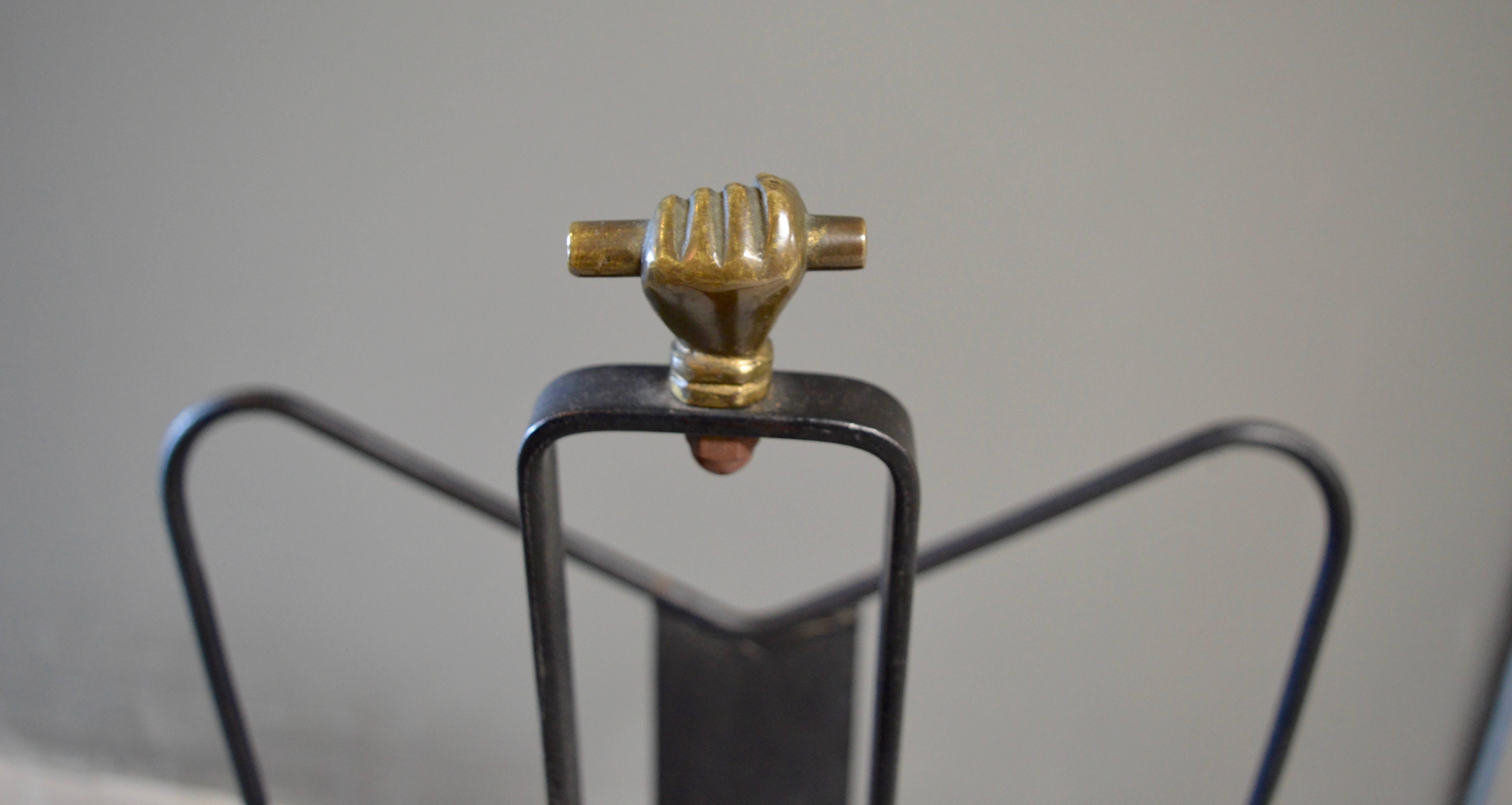 Jacques Adnet Magazine Rack in Brass and Iron 2