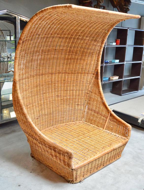 Massive Hooded Rattan Canopy Chair or Loveseat at 1stDibs | wicker canopy chair, outdoor canopy 