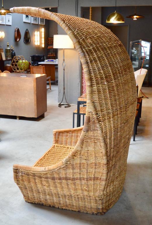 Massive Hooded Rattan Canopy Chair or Loveseat at 1stDibs | wicker canopy chair, outdoor canopy 