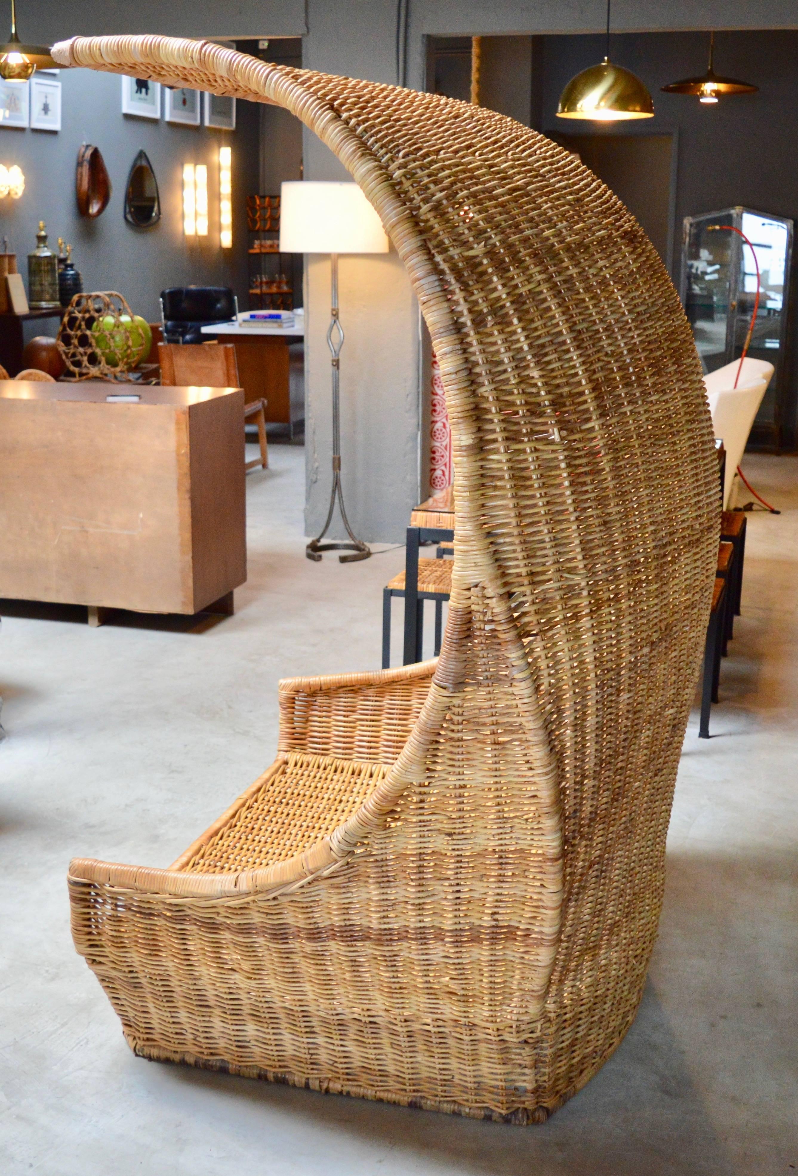 American Massive Hooded Rattan Canopy Chair or Loveseat