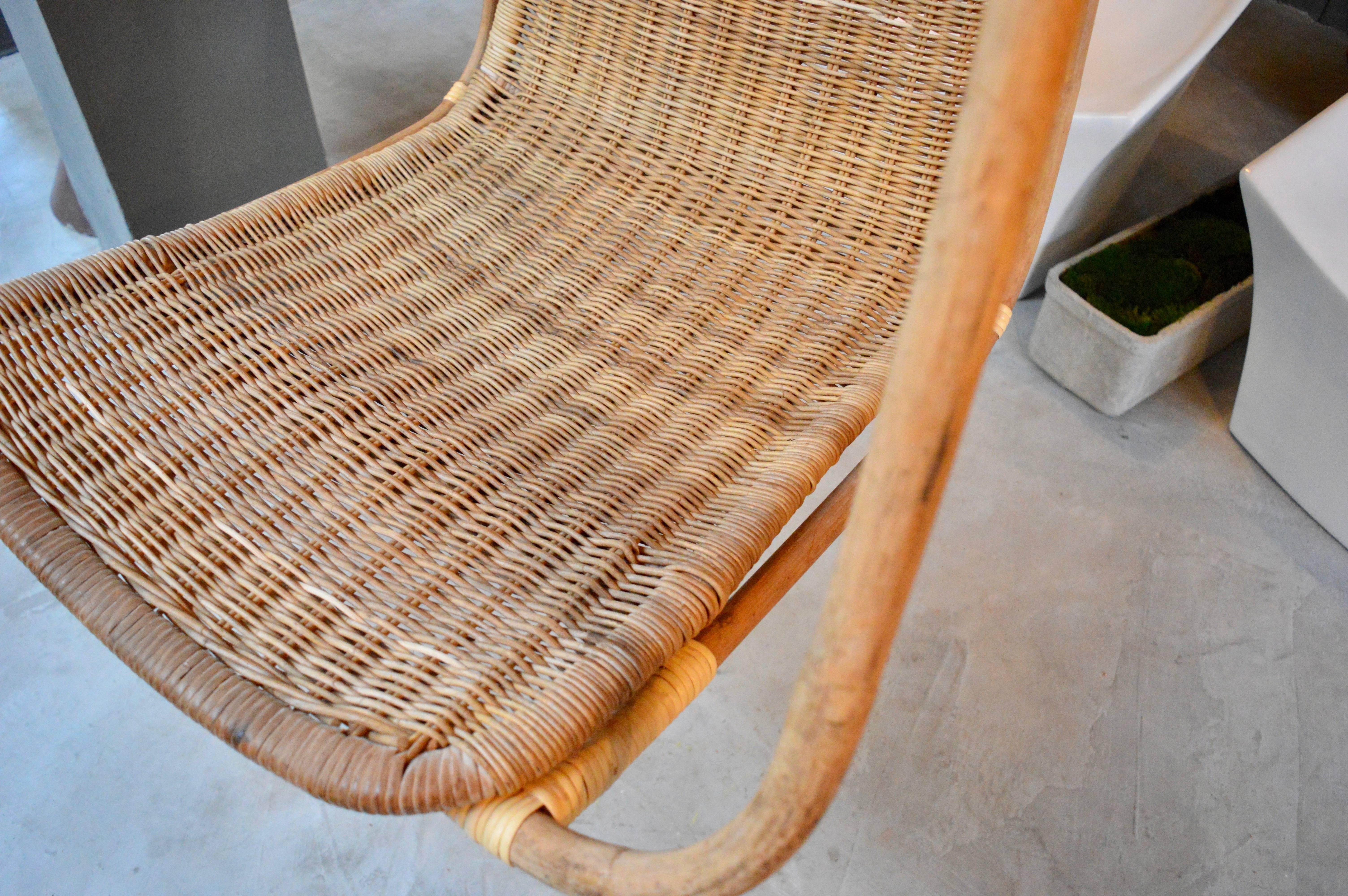 Mid-20th Century Massive Sculptural French Bamboo and Rattan Hanging Chair