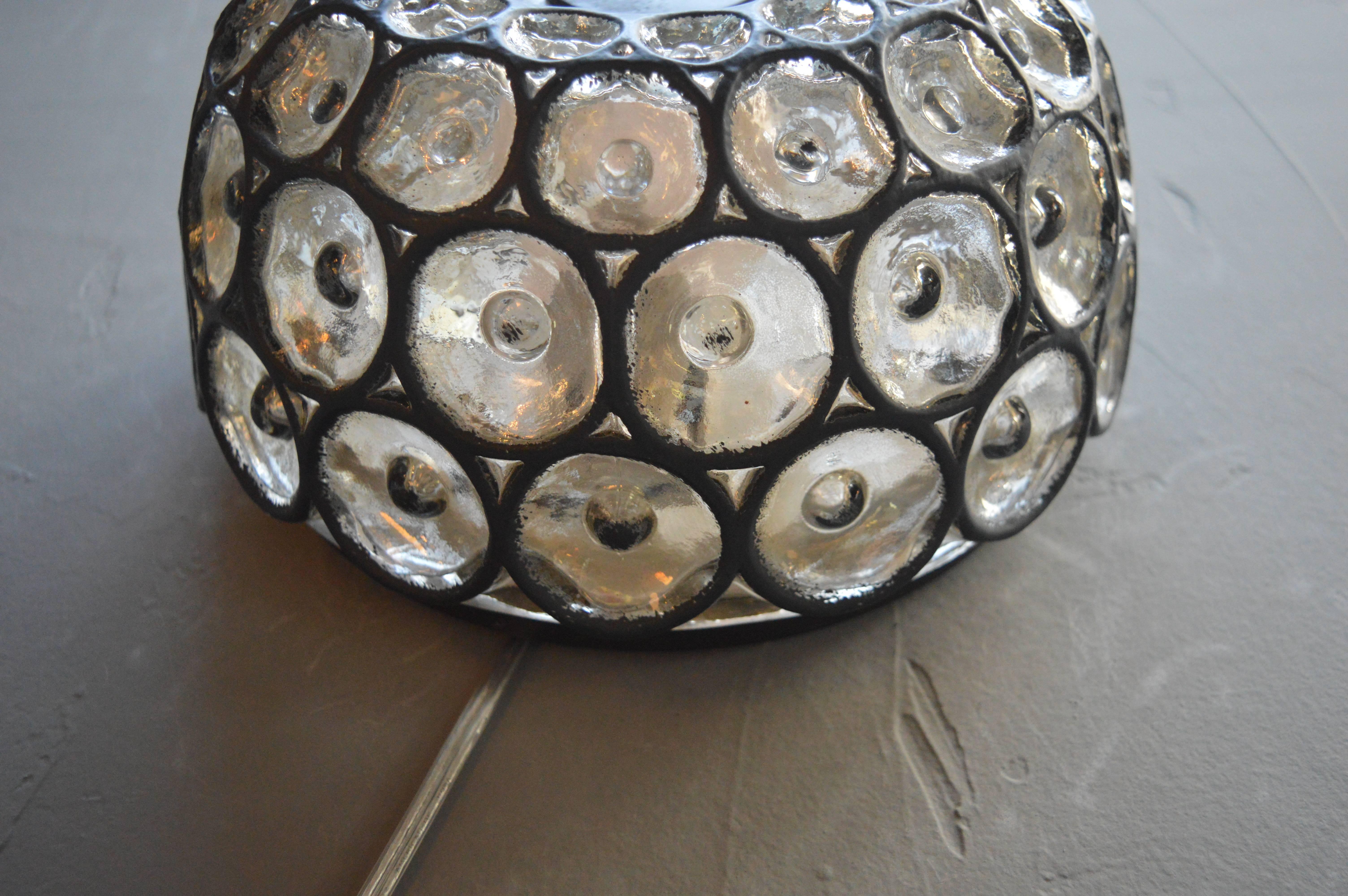 Late 20th Century Limburg Iron and Glass Flush Mount or Wall Sconce