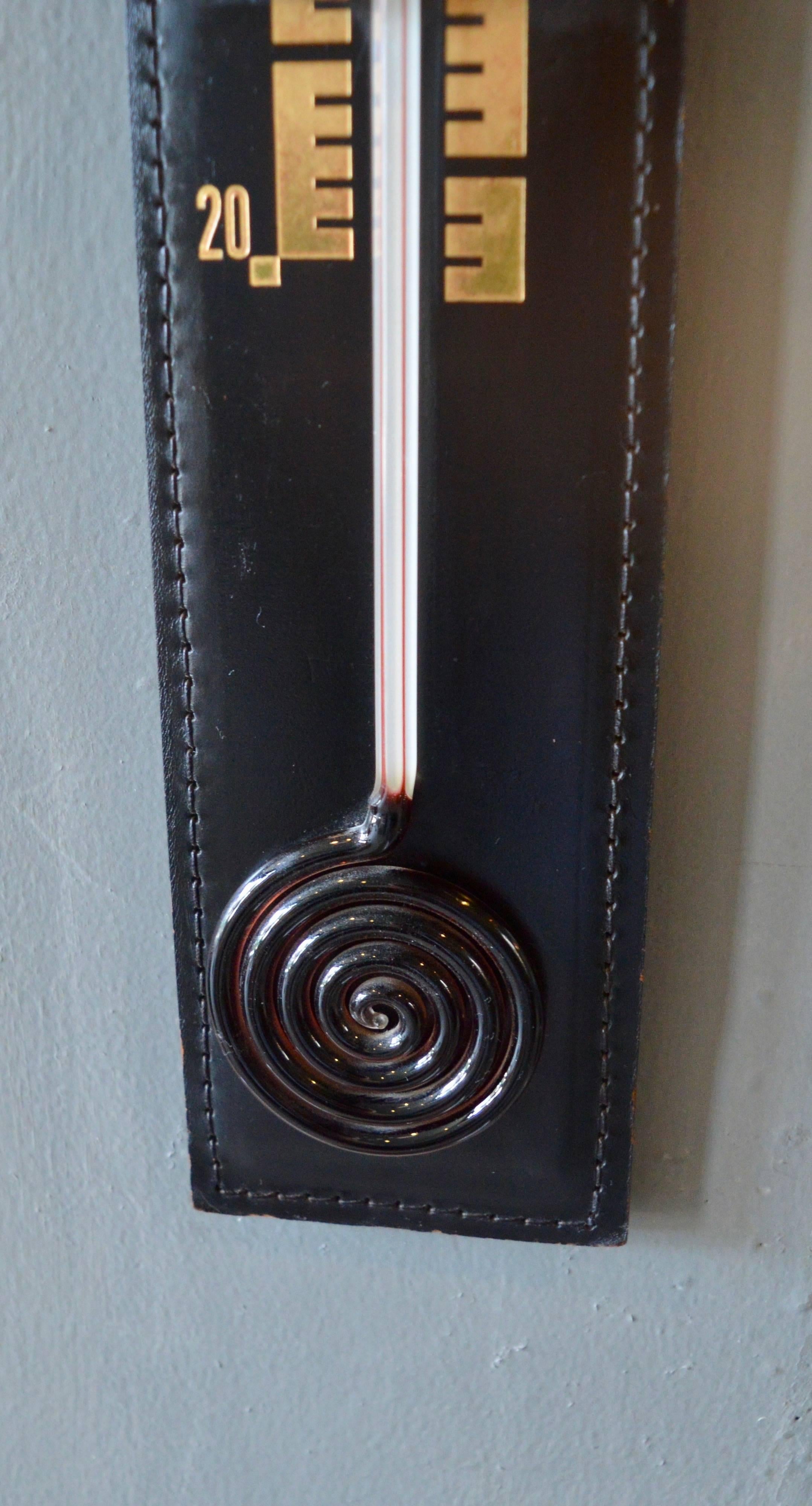 Jacques Adnet Style Wall Thermometer  In Excellent Condition For Sale In Los Angeles, CA