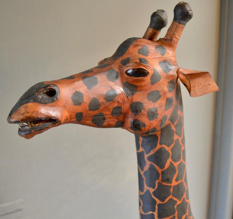 Pair of Large Leather Giraffe Sculptures at 1stDibs | leather giraffe