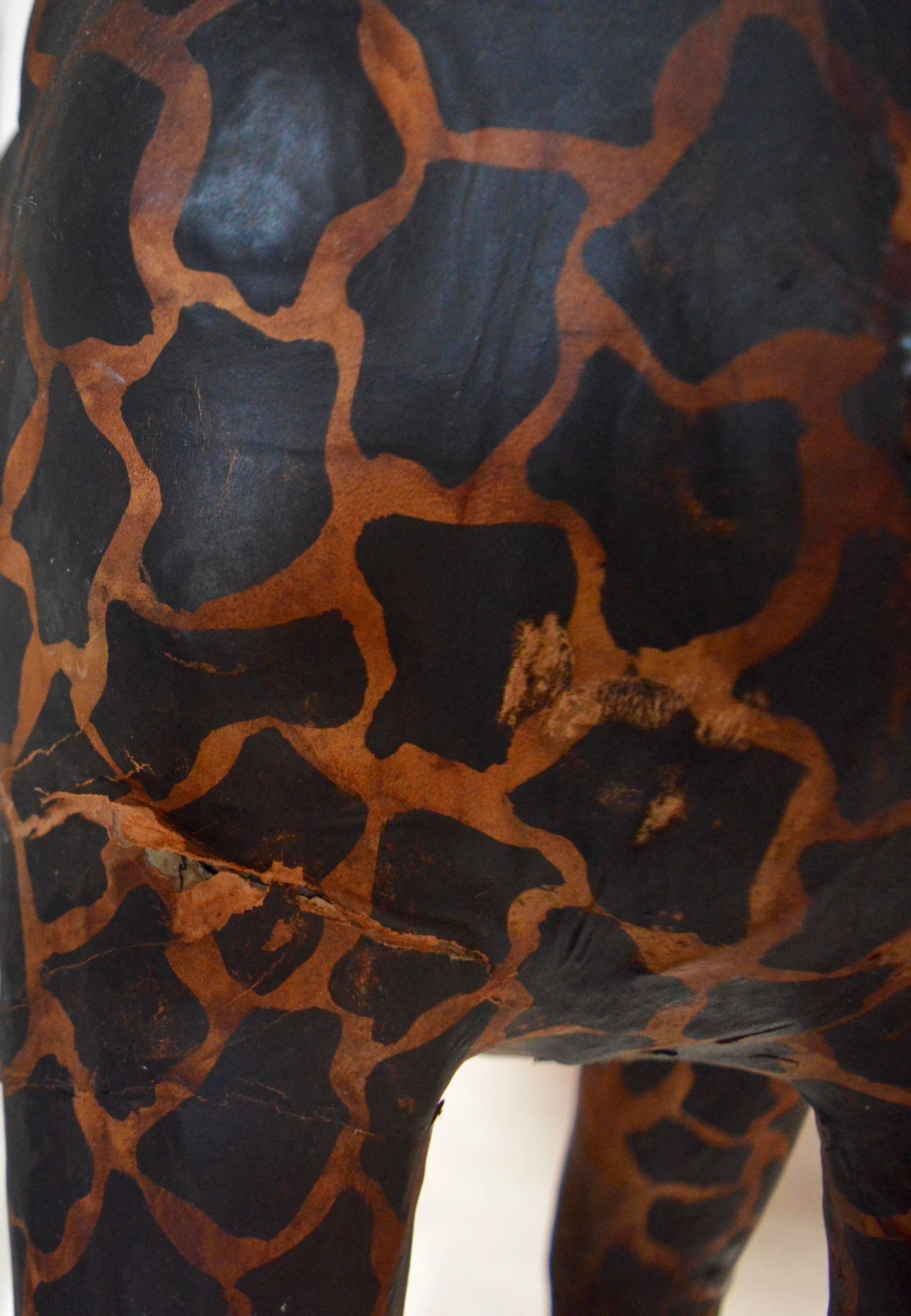 American Pair of Large Leather Giraffe Sculptures