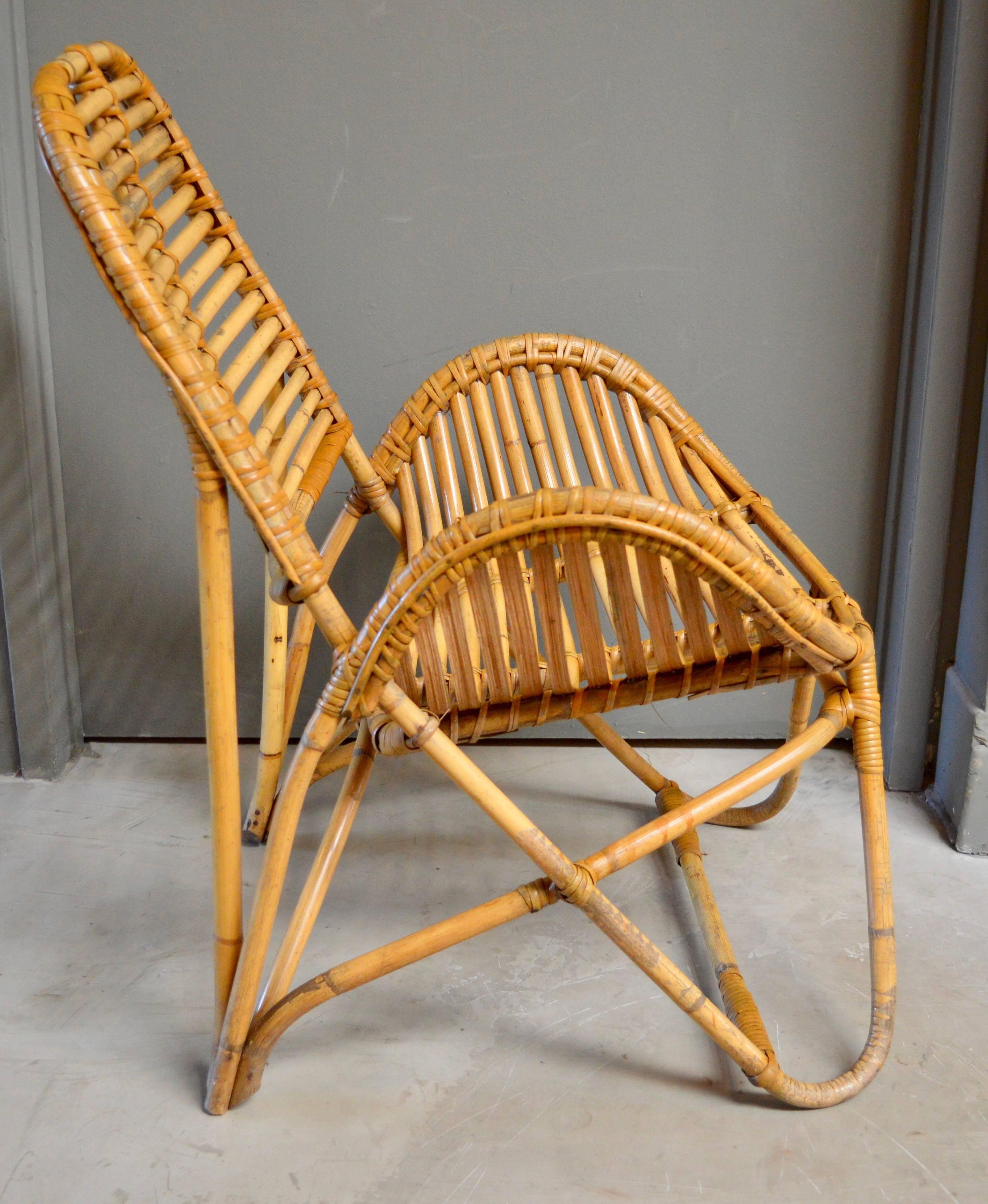 French Bamboo and Rattan Chair In Excellent Condition In Los Angeles, CA