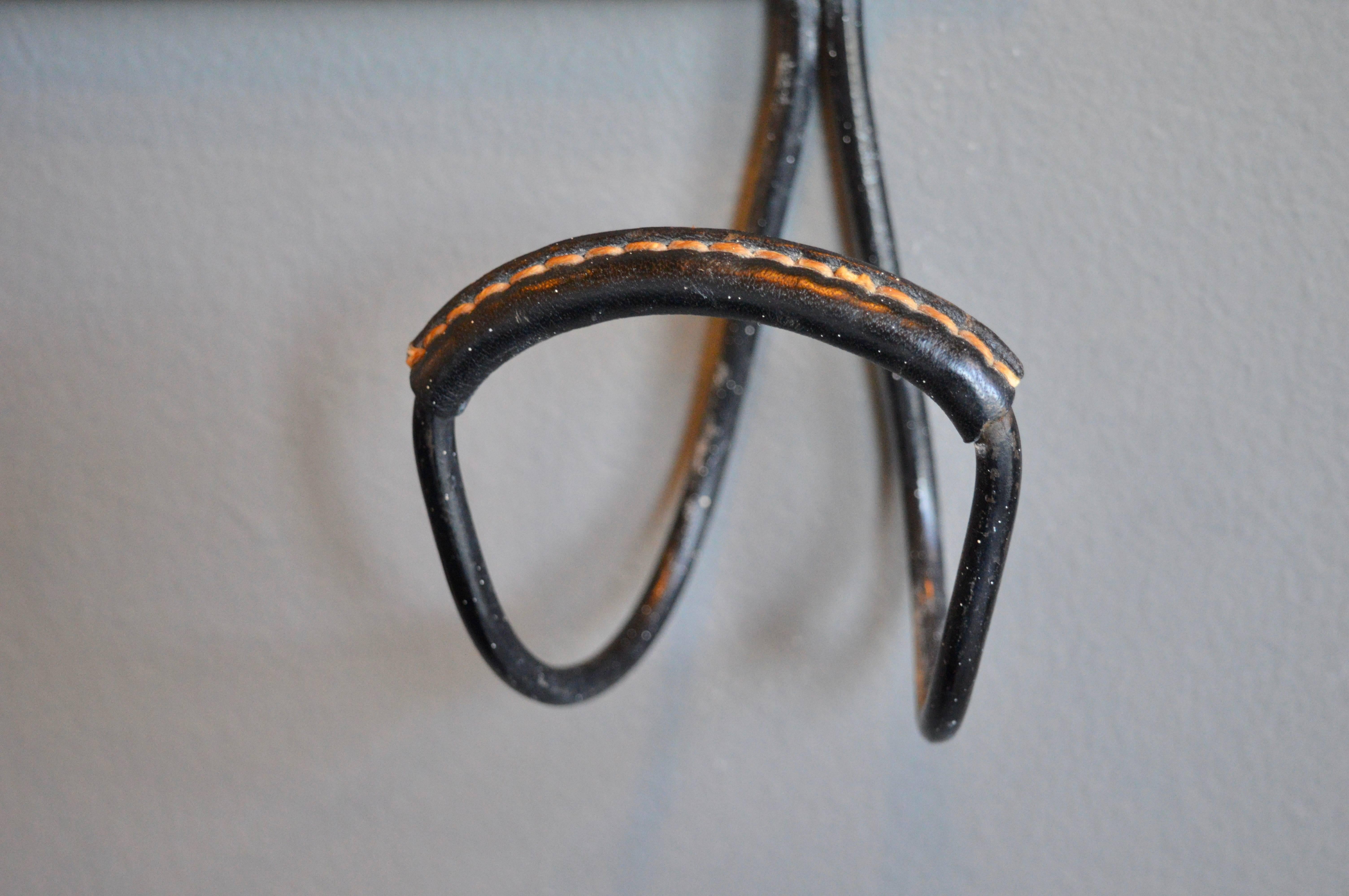 Jacques Adnet Leather Hook In Excellent Condition In Los Angeles, CA
