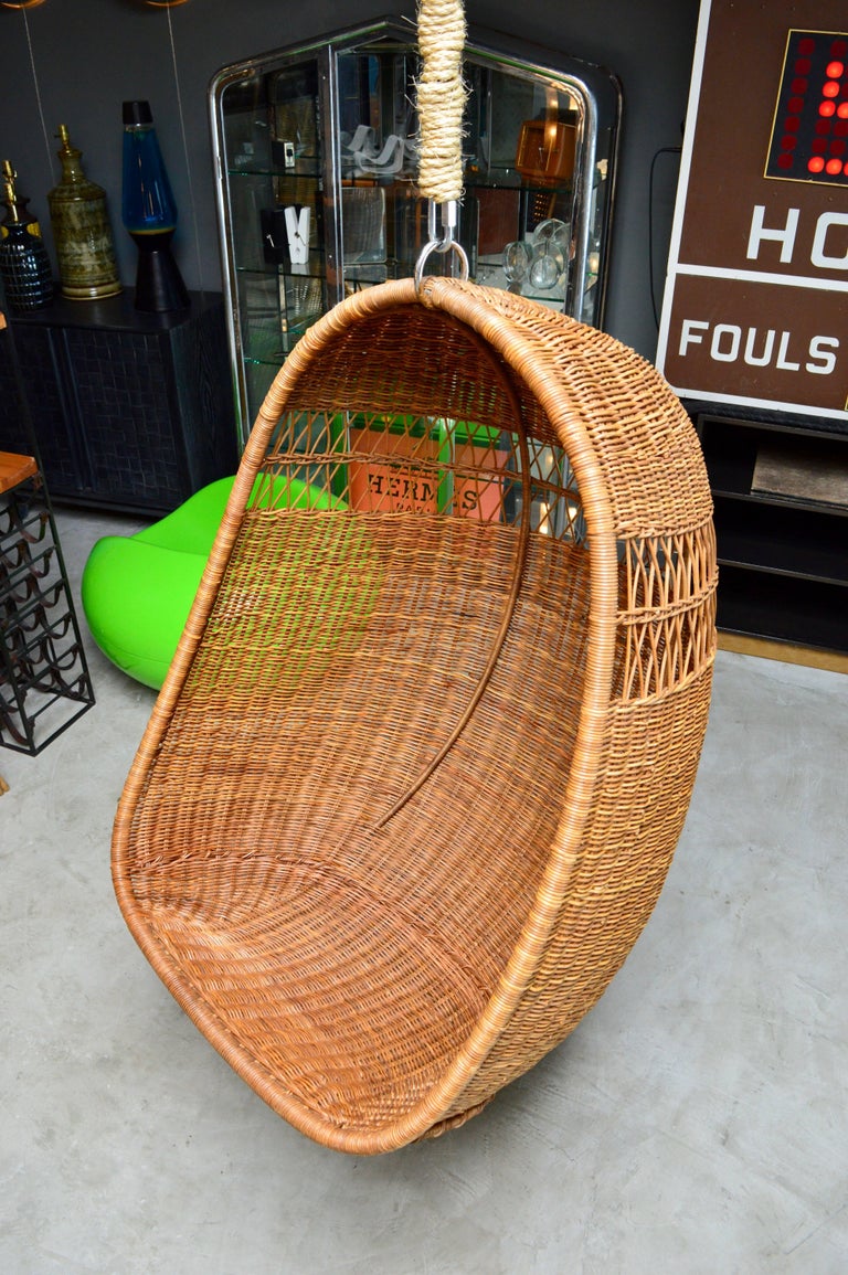 Rattan and Wicker Hanging Chair at 1stdibs