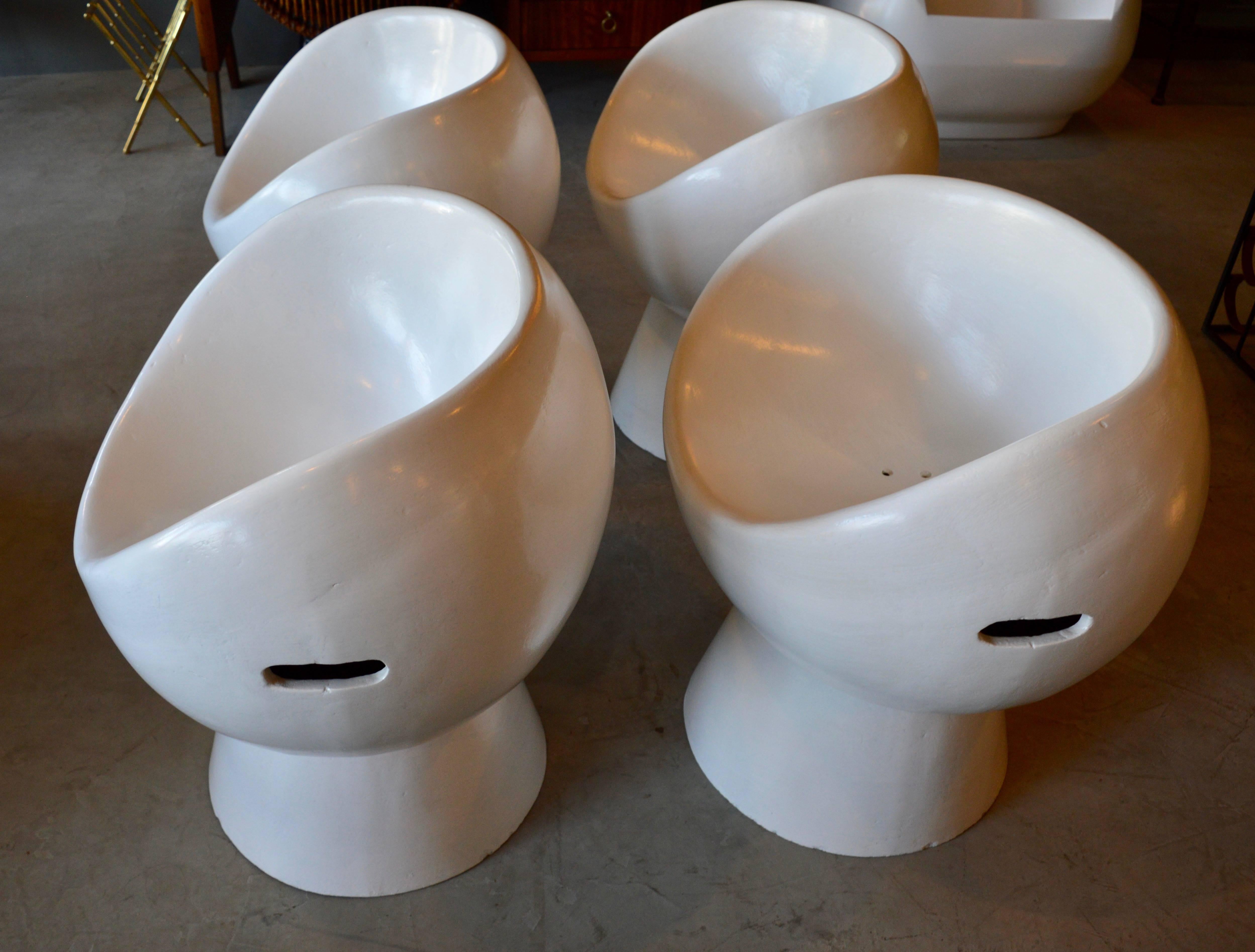 Mid-20th Century Rare Set of 5 Willy Guhl Concrete Mushroom Chairs