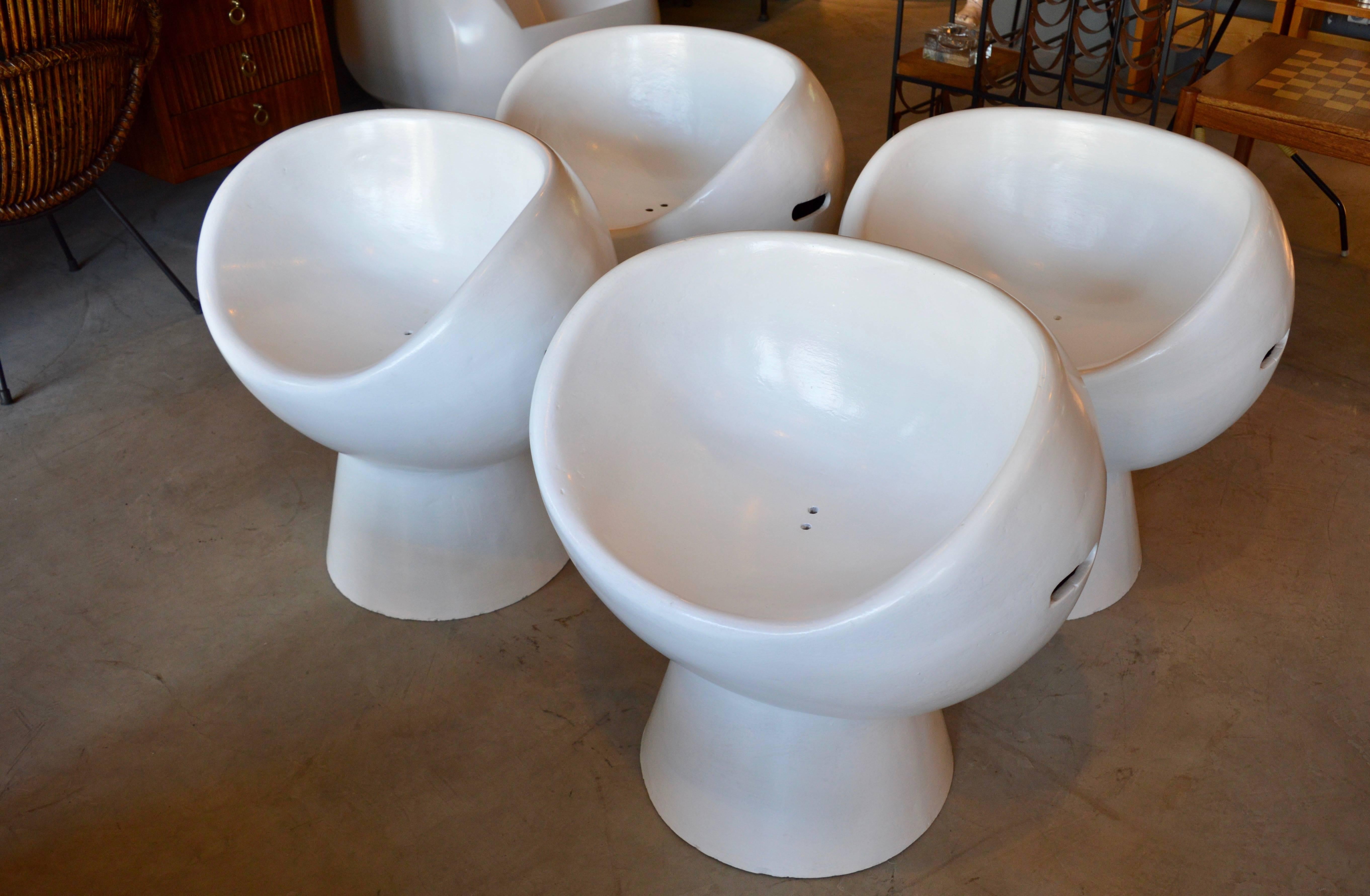 Swiss Rare Set of 5 Willy Guhl Concrete Mushroom Chairs