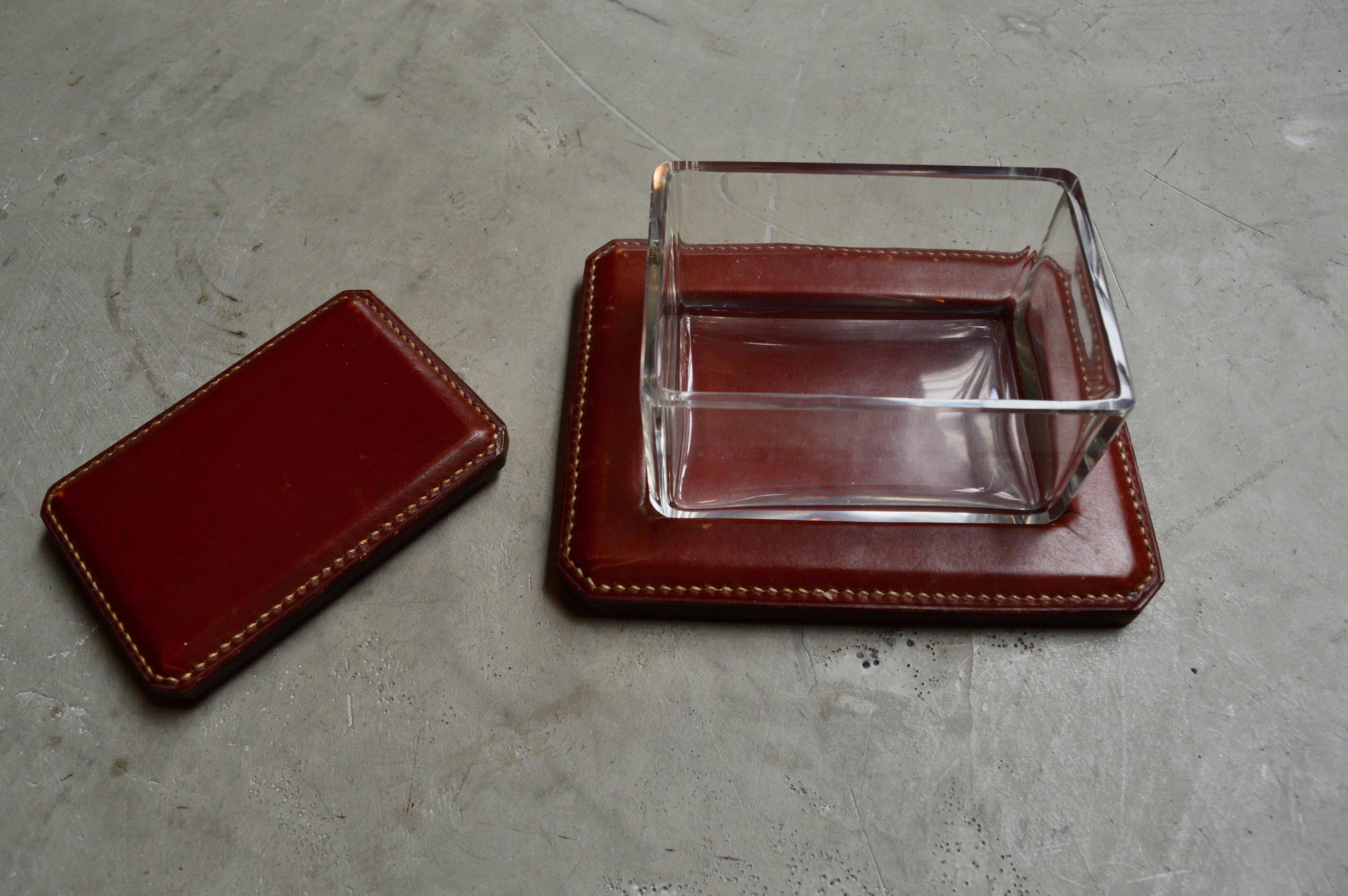 Jacques Adnet Leather Box In Excellent Condition In Los Angeles, CA