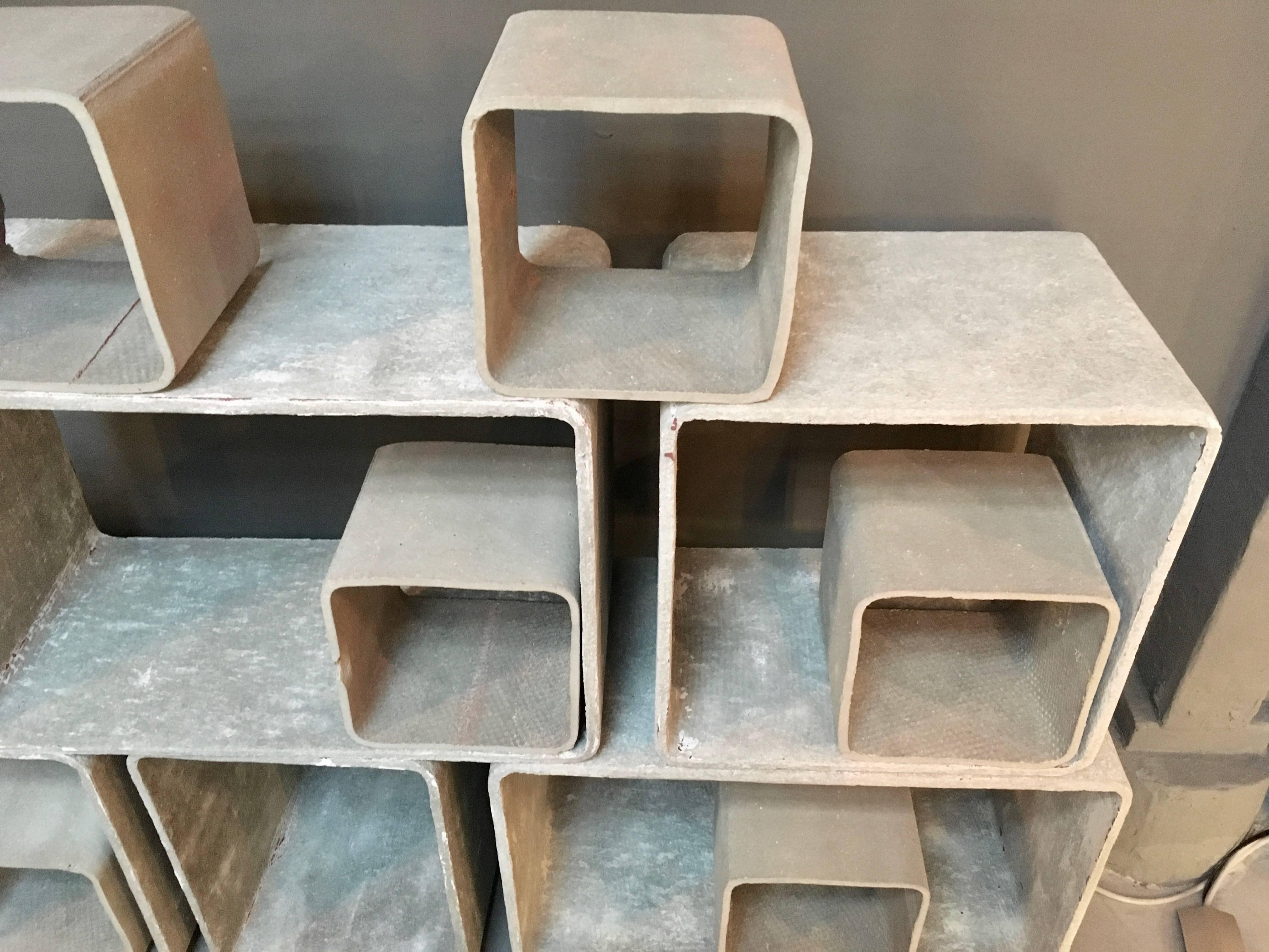 Swiss 12 Piece Willy Guhl Modular Cement Bookcase