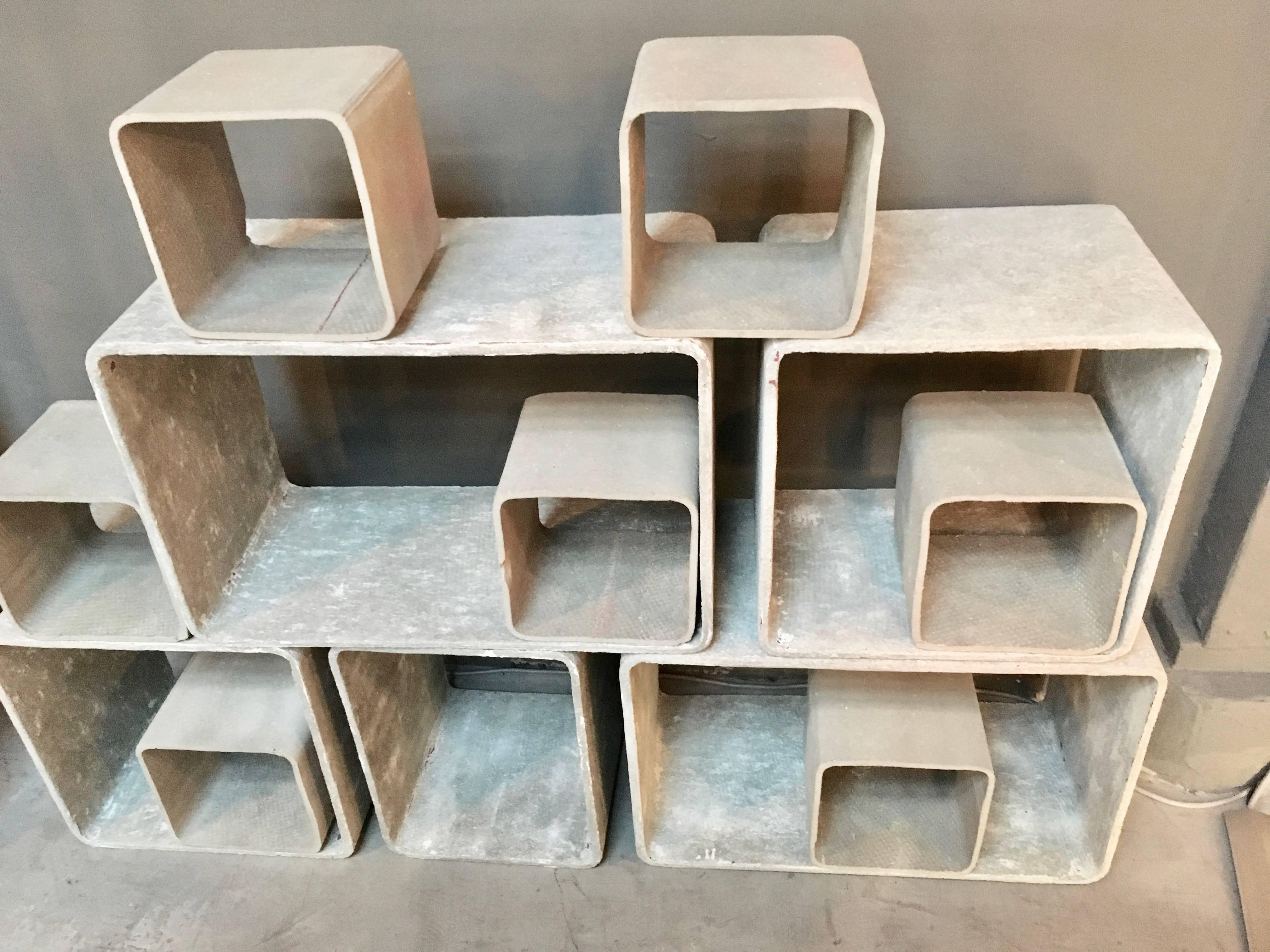 Concrete 12 Piece Willy Guhl Modular Cement Bookcase