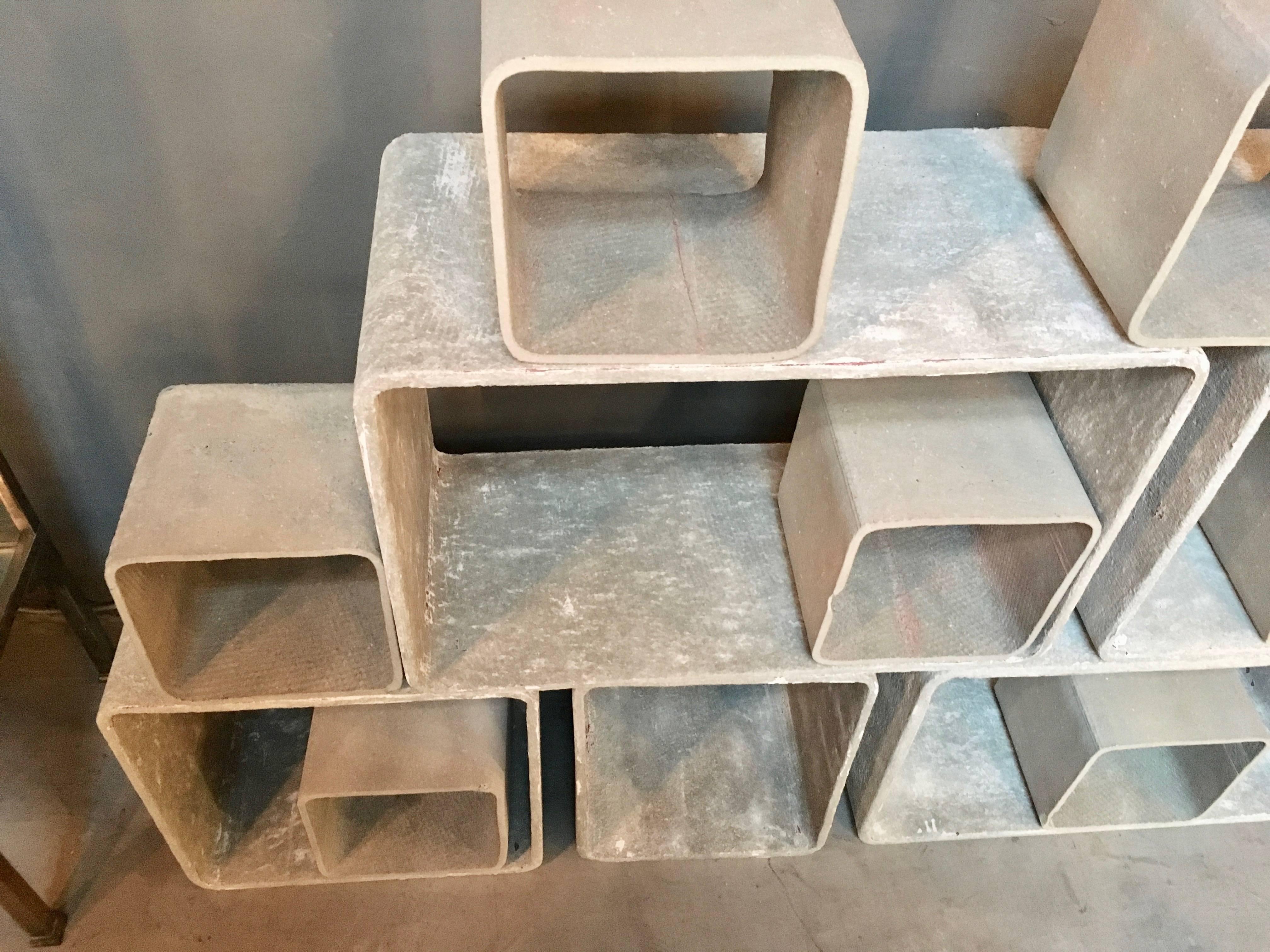 Mid-20th Century 12 Piece Willy Guhl Modular Cement Bookcase