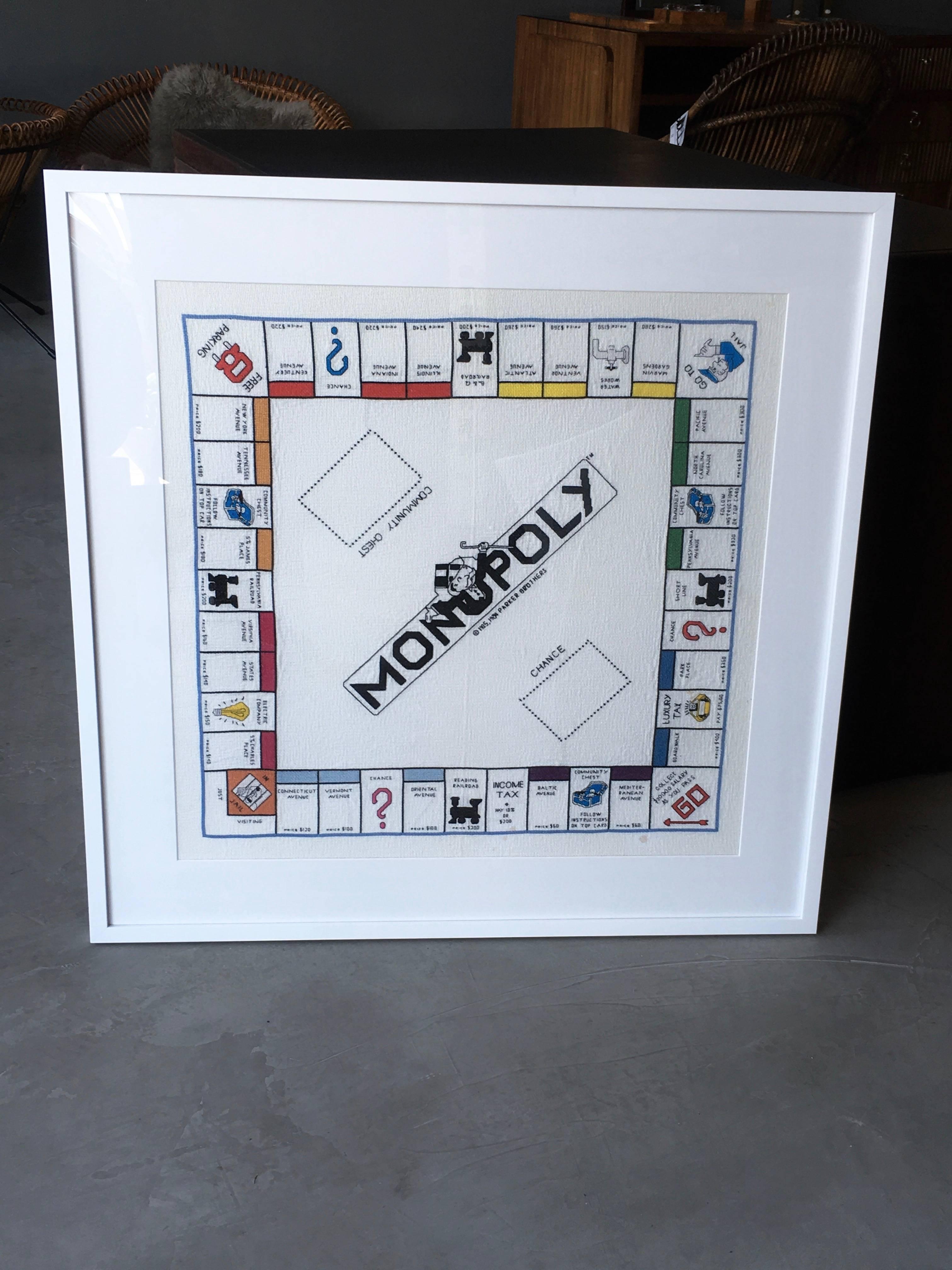 American Handmade Needlepoint Monopoly Game-Board