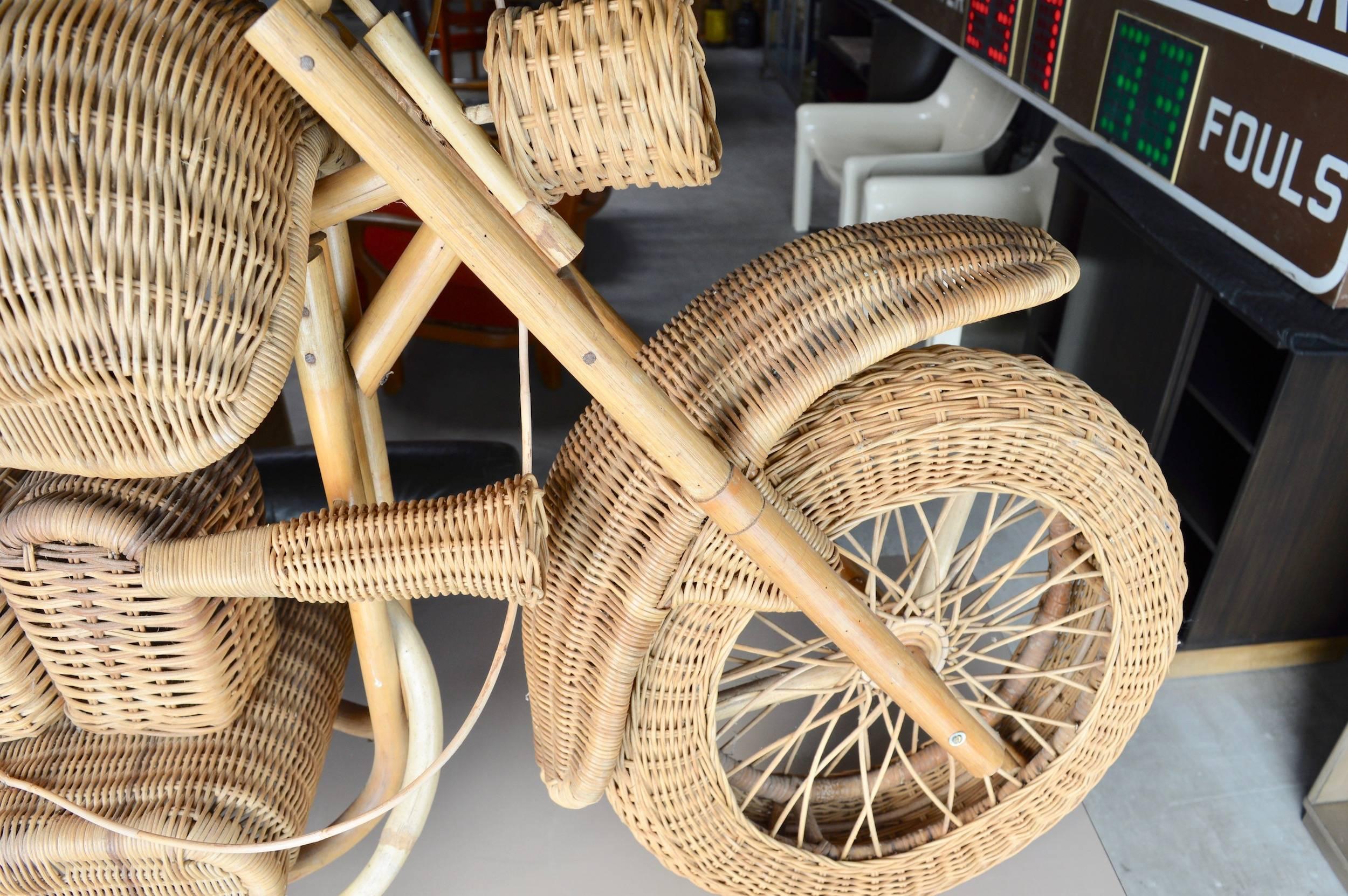 German Massive Rattan and Wicker Harley Davidson Motorcycle