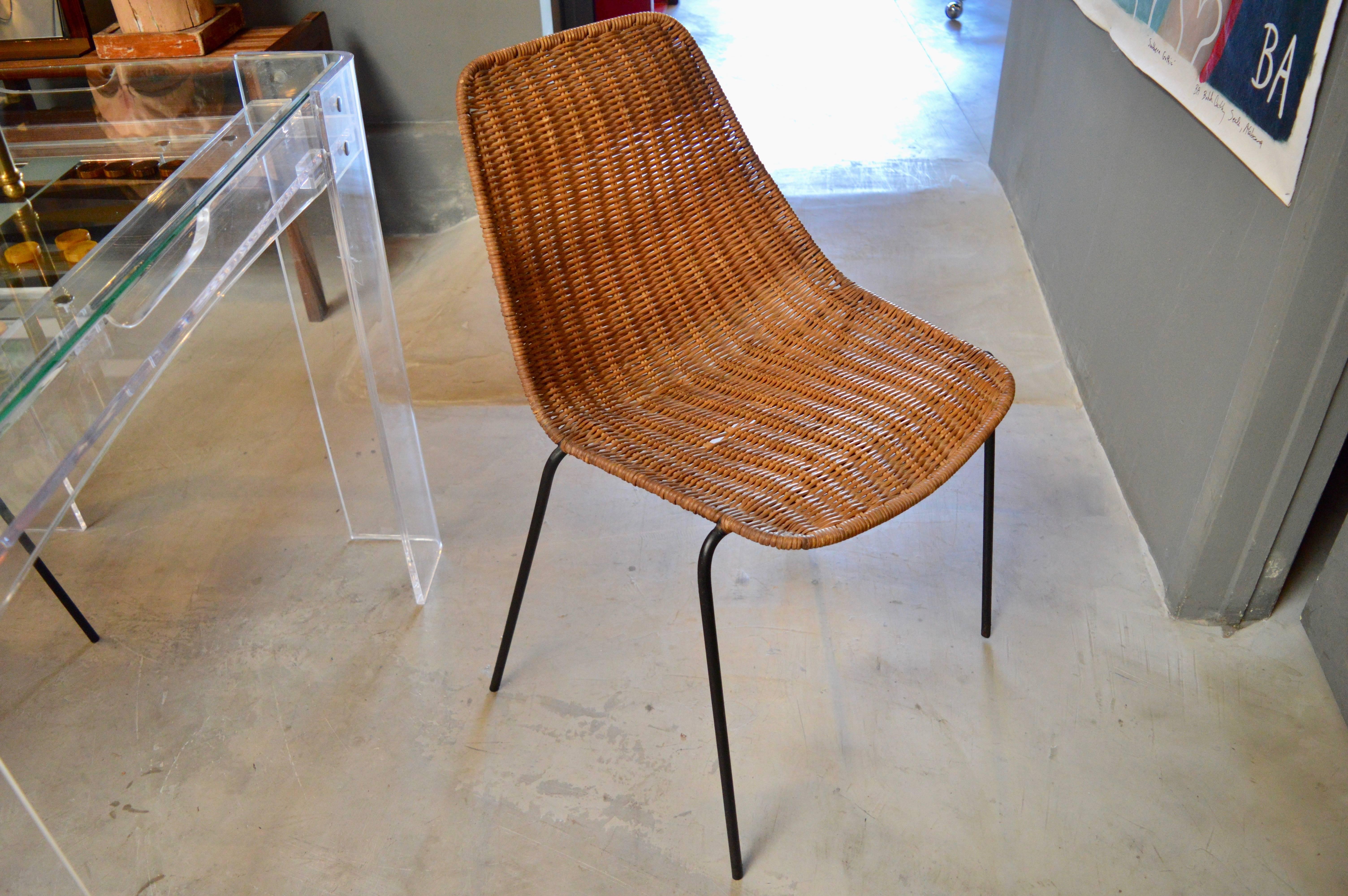 Italian Wicker and Iron Chairs by Campo and Graffi In Excellent Condition In Los Angeles, CA