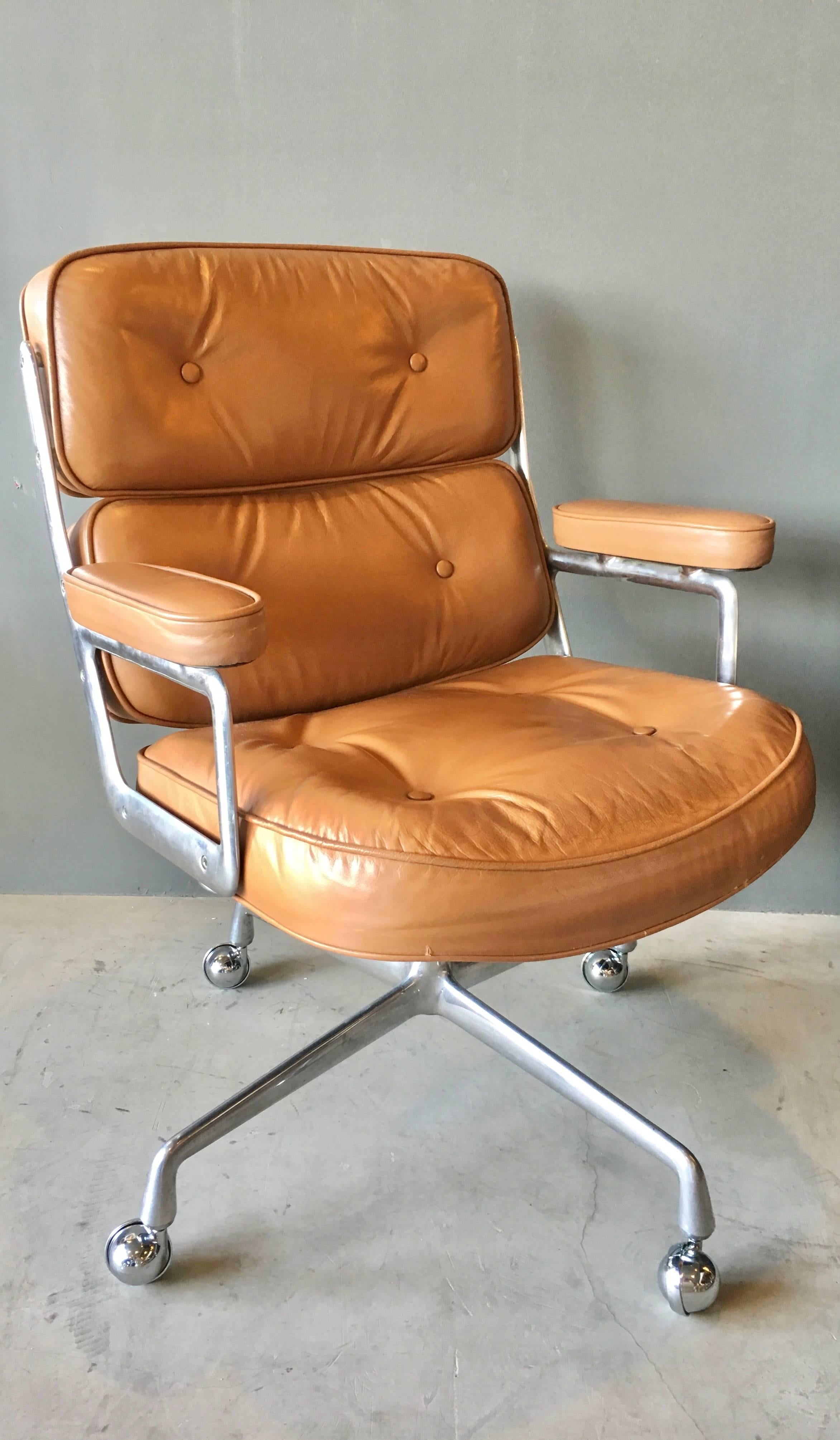 vintage tan leather office chair