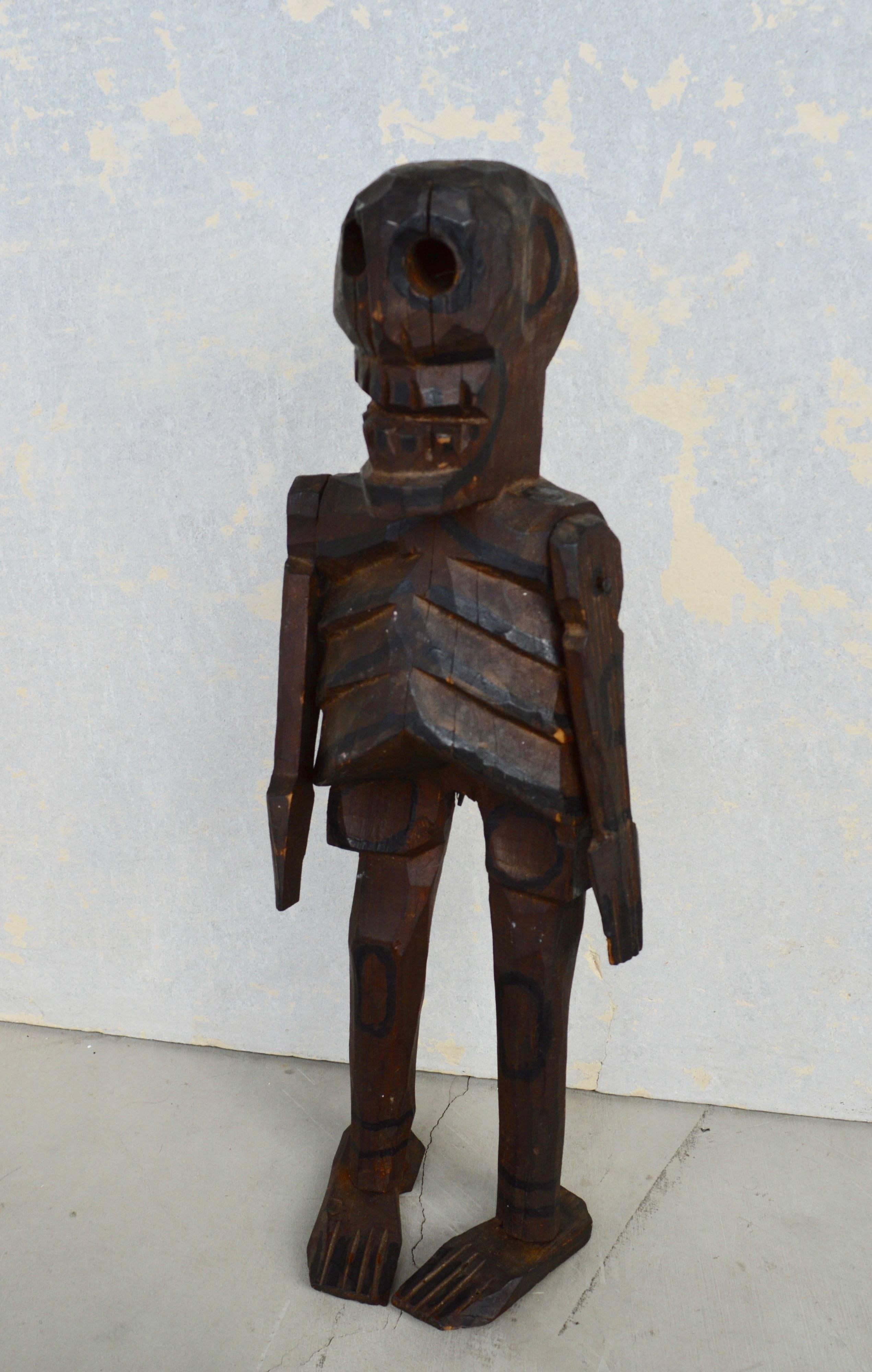 Mexican Articulating Wood Skeleton Santo