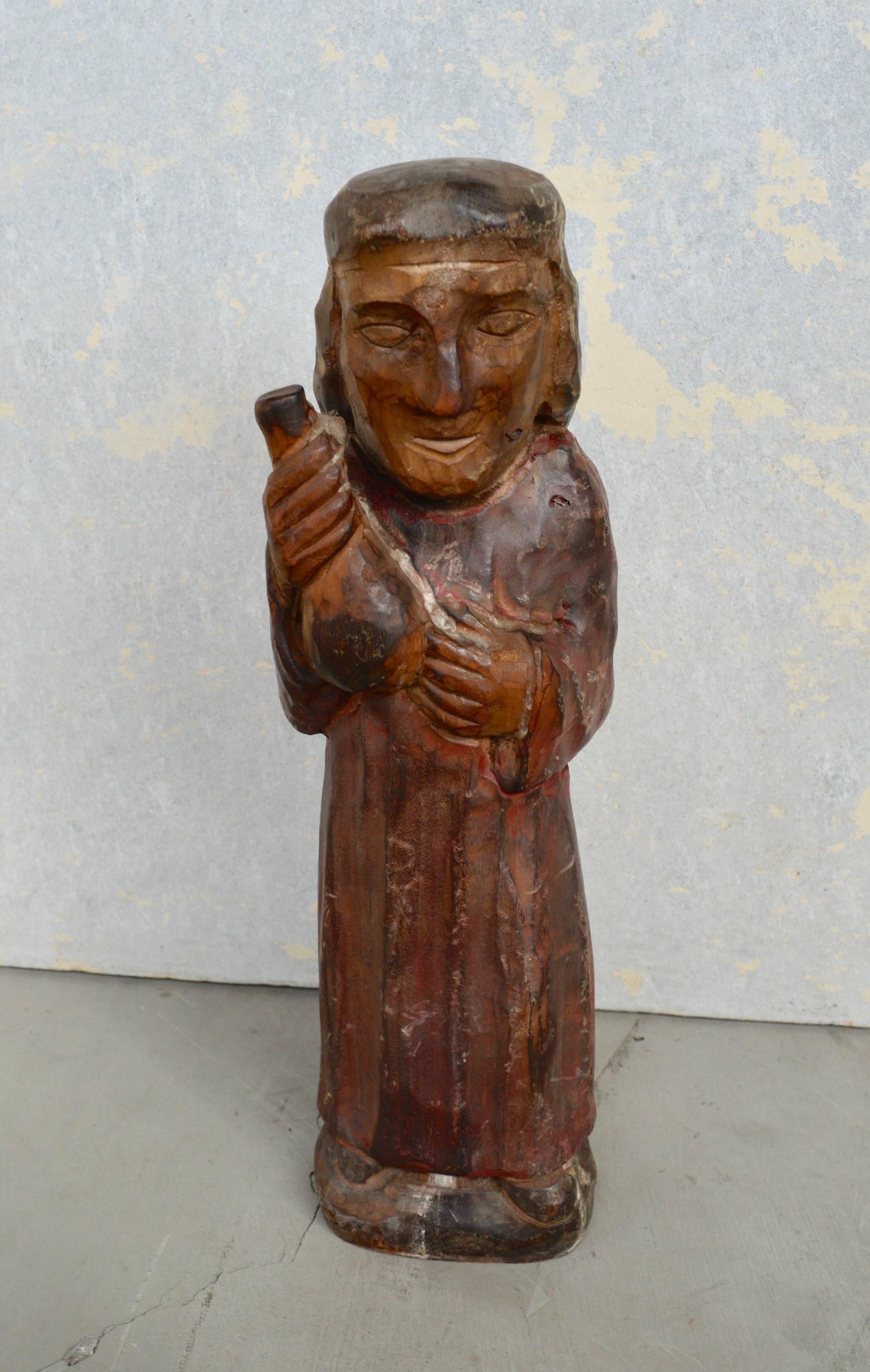 Mexican Hand-Painted Wood Santo For Sale