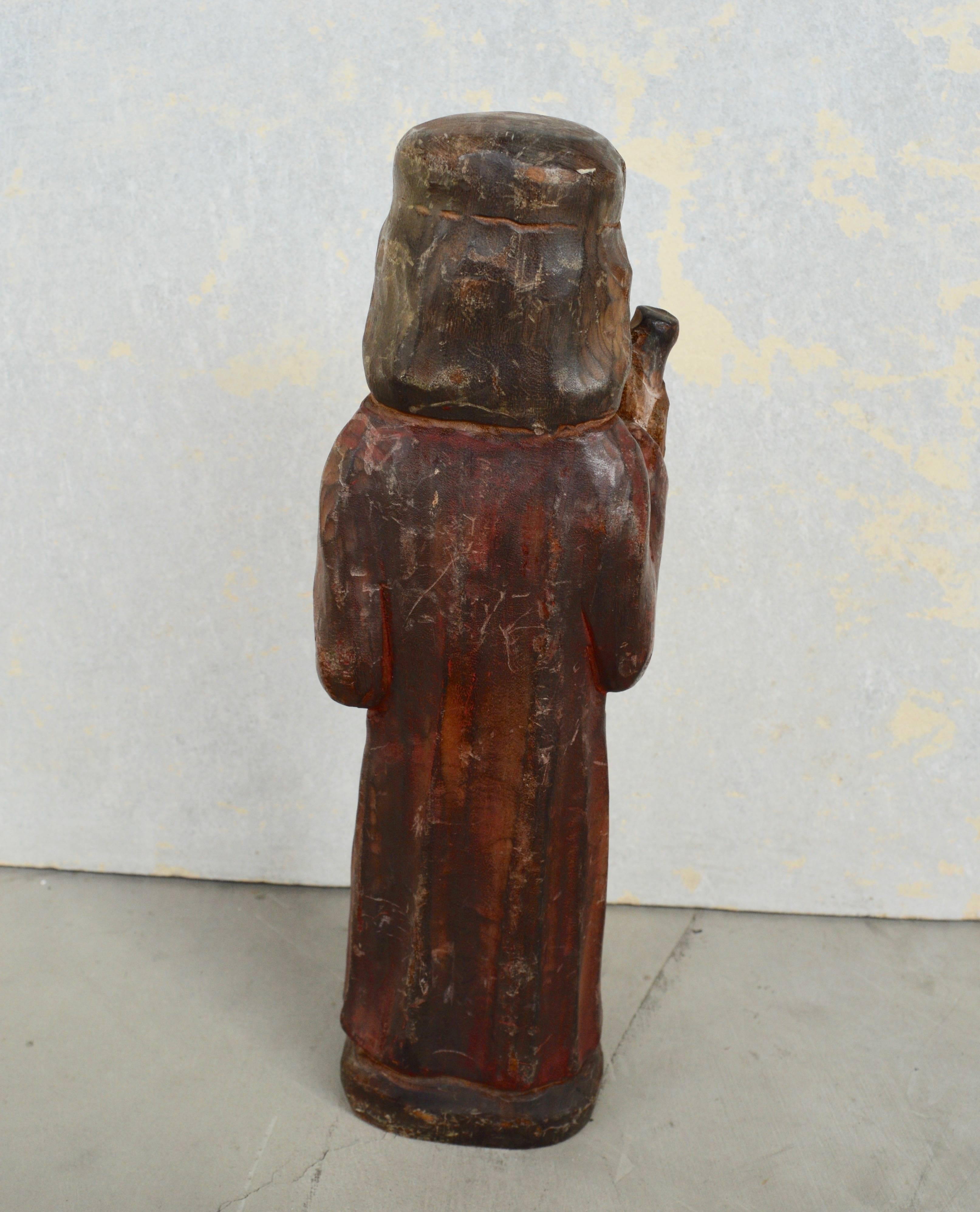 Hand-Painted Wood Santo In Excellent Condition For Sale In Los Angeles, CA