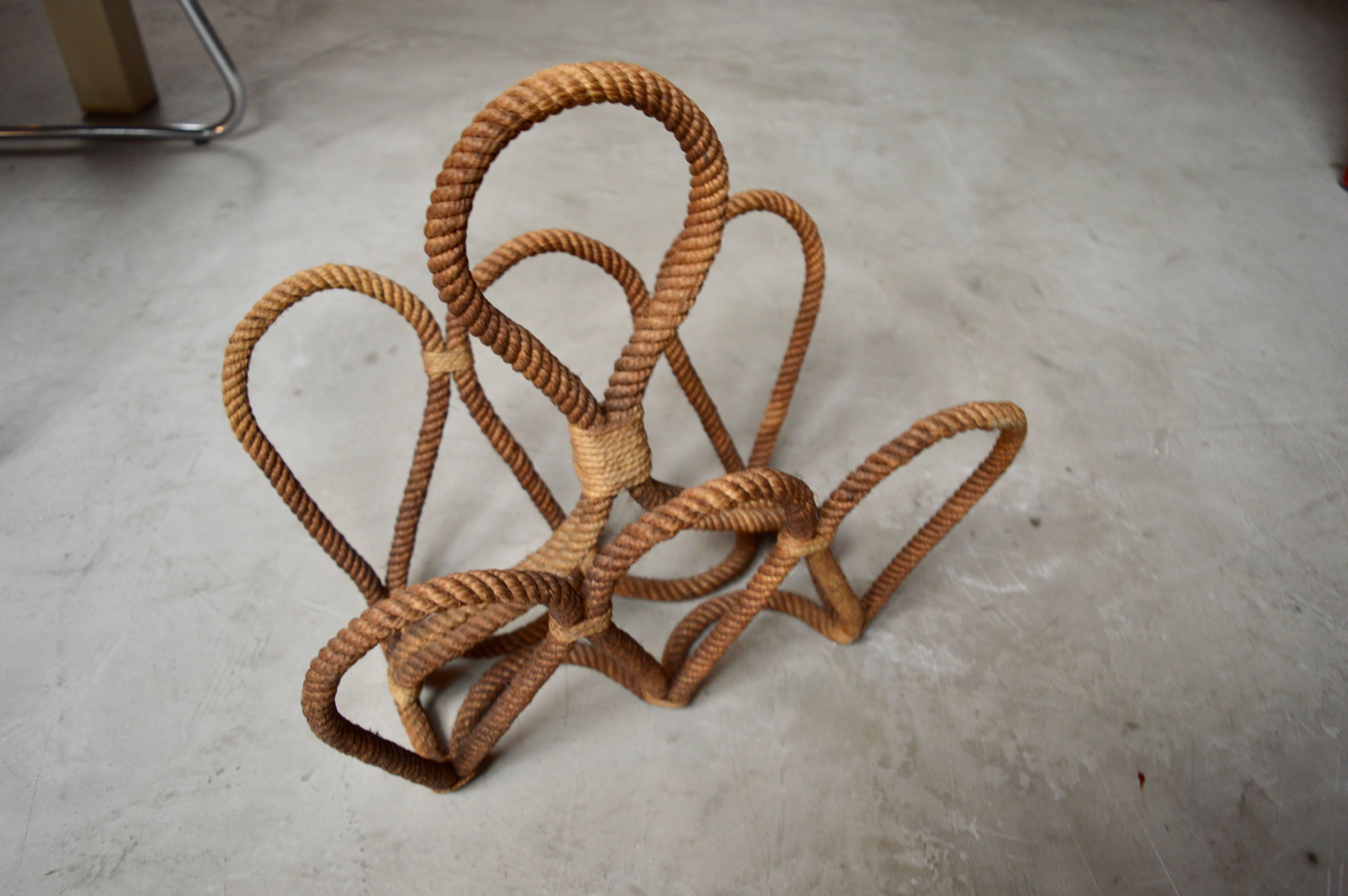 French Rope Magazine Rack by Audoux and Minet For Sale 1