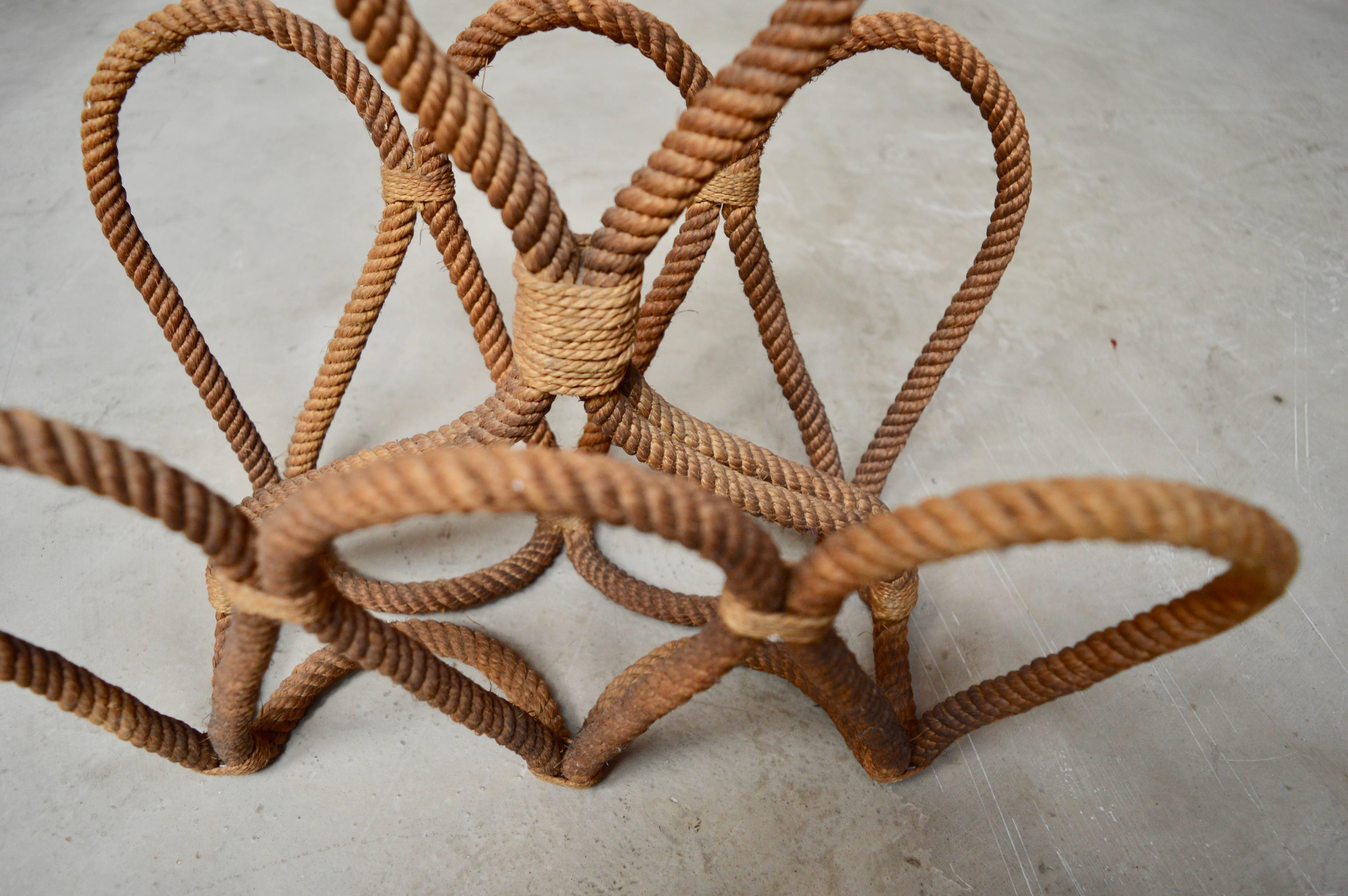 Mid-20th Century French Rope Magazine Rack by Audoux and Minet For Sale