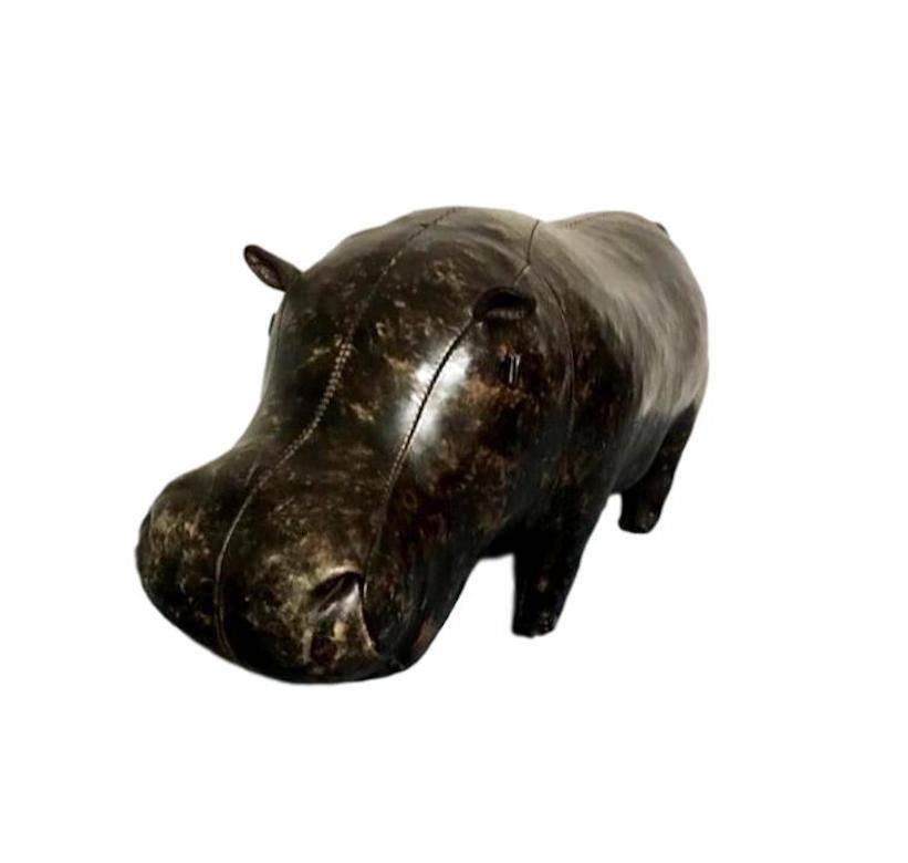 Large vintage Omersa brown leather hippopotamus. Handmade in England. Used as a stool and also a great sculptural piece of art. Great patina. Excellent condition.

        

          