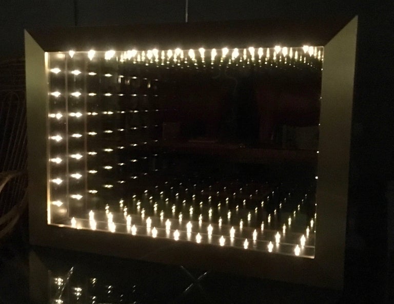 Massive Brass Rectangular Infinity Mirror By Merit For Sale At 1stdibs