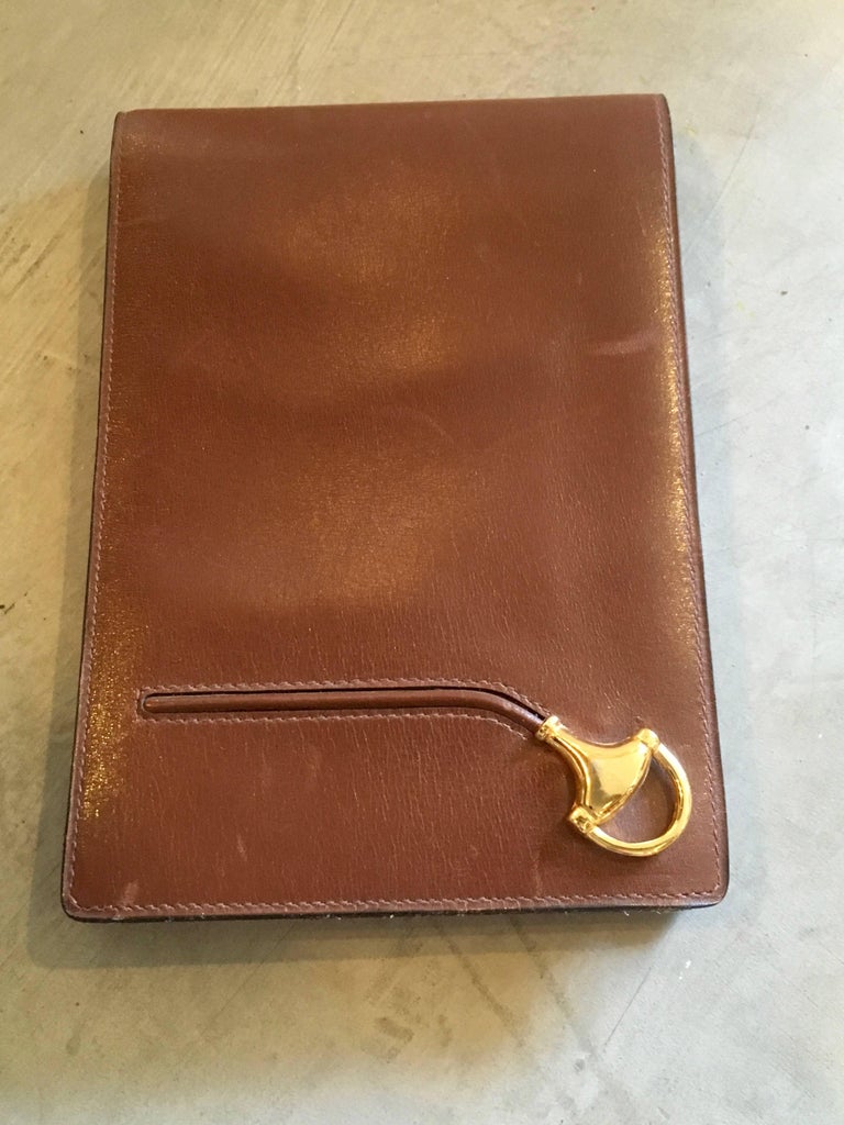 Vintage Saddle Leather Gucci Notepad For Sale at 1stDibs