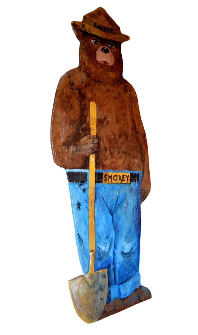 HandPainted Wooden LifeSized Smokey the Bear For Sale at 1stdibs