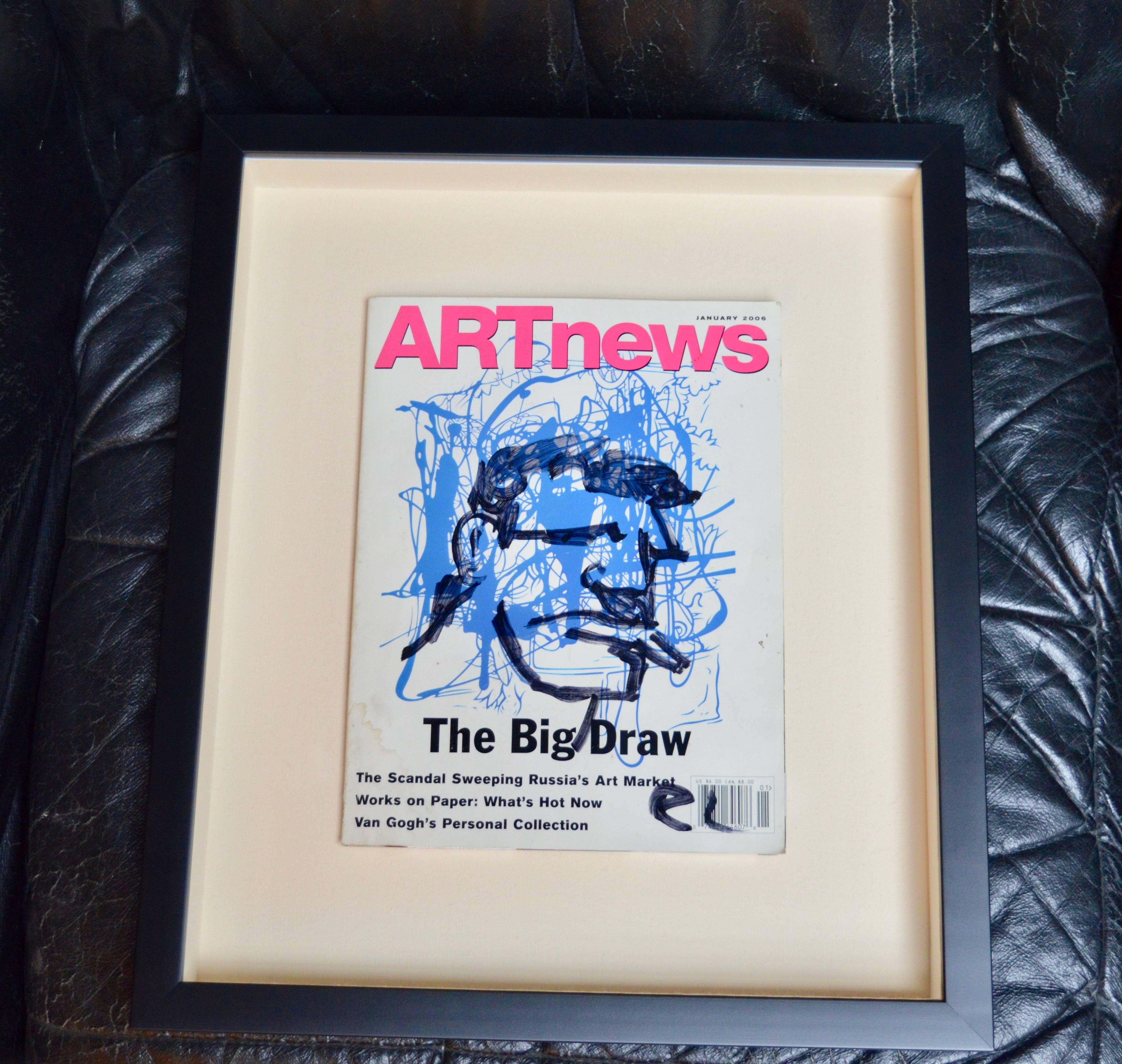 Fantastic original painting/drawing by Robert Loughlin on ARTnews magazine. Signed RL. Newly framed with UV protective plexiglass. Excellent condition. Comes with certificate of authenticity. 

Multiple Robert Loughlin originals available in