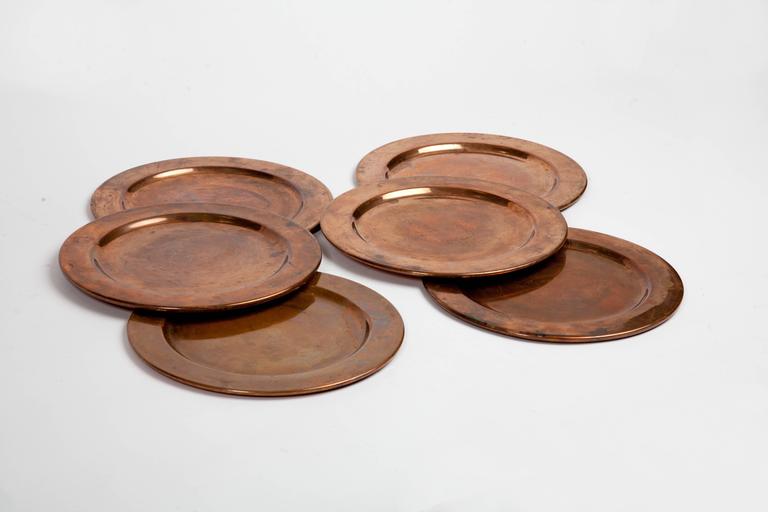 Collection of Six Copper Dinner Plates at 1stDibs