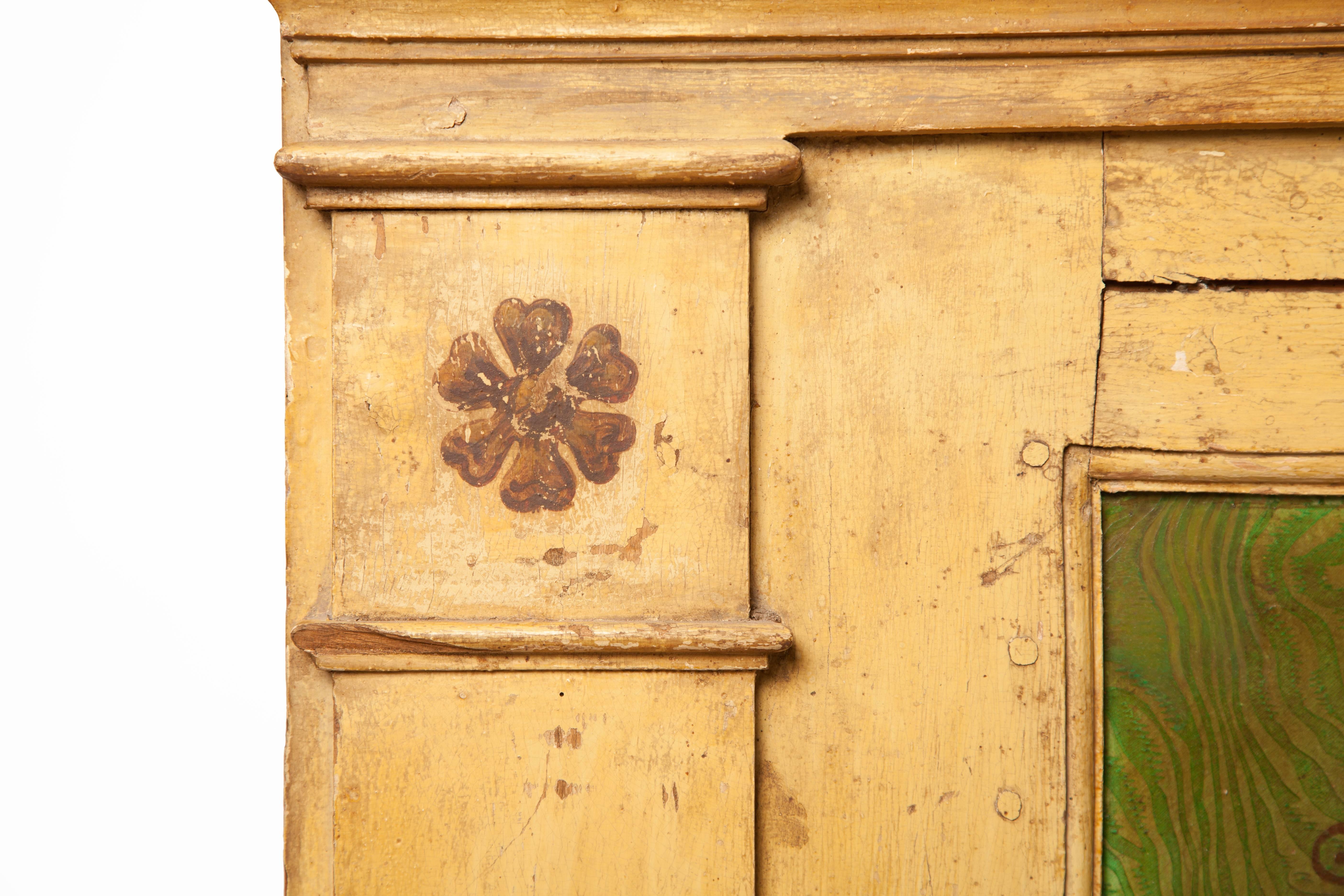 French Provincial Large Painted and Carved Trumeau Mirror For Sale
