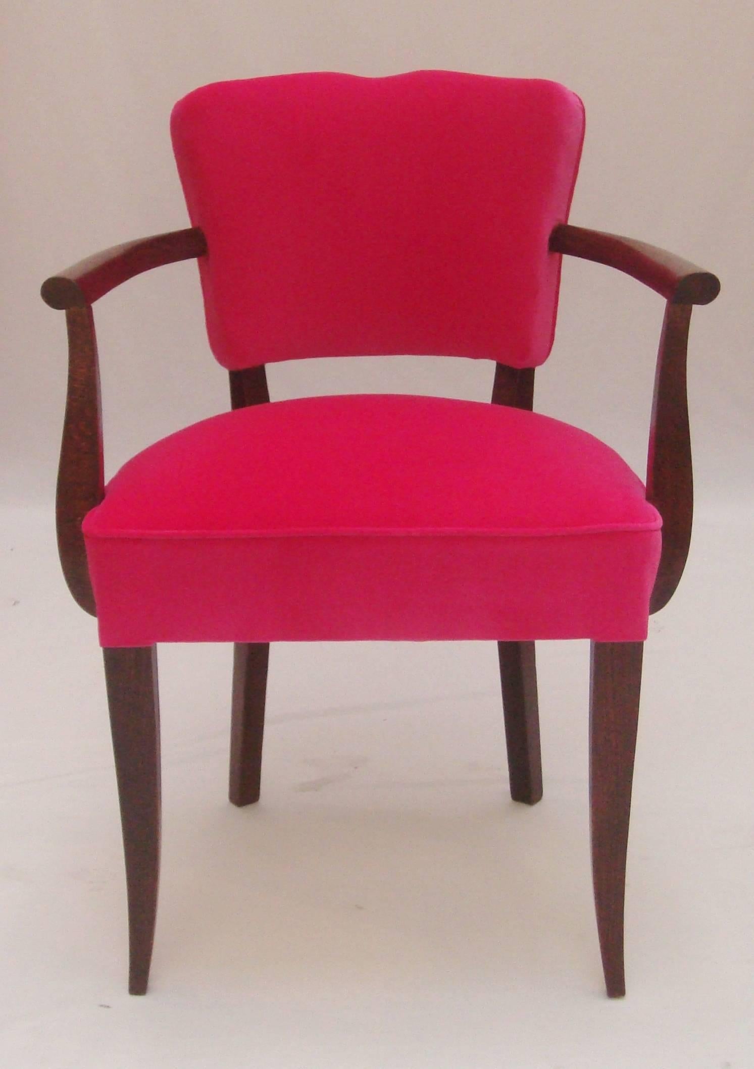 Mid-Century Modern Pair of French 1940s Moustache-Back Bridge Chairs