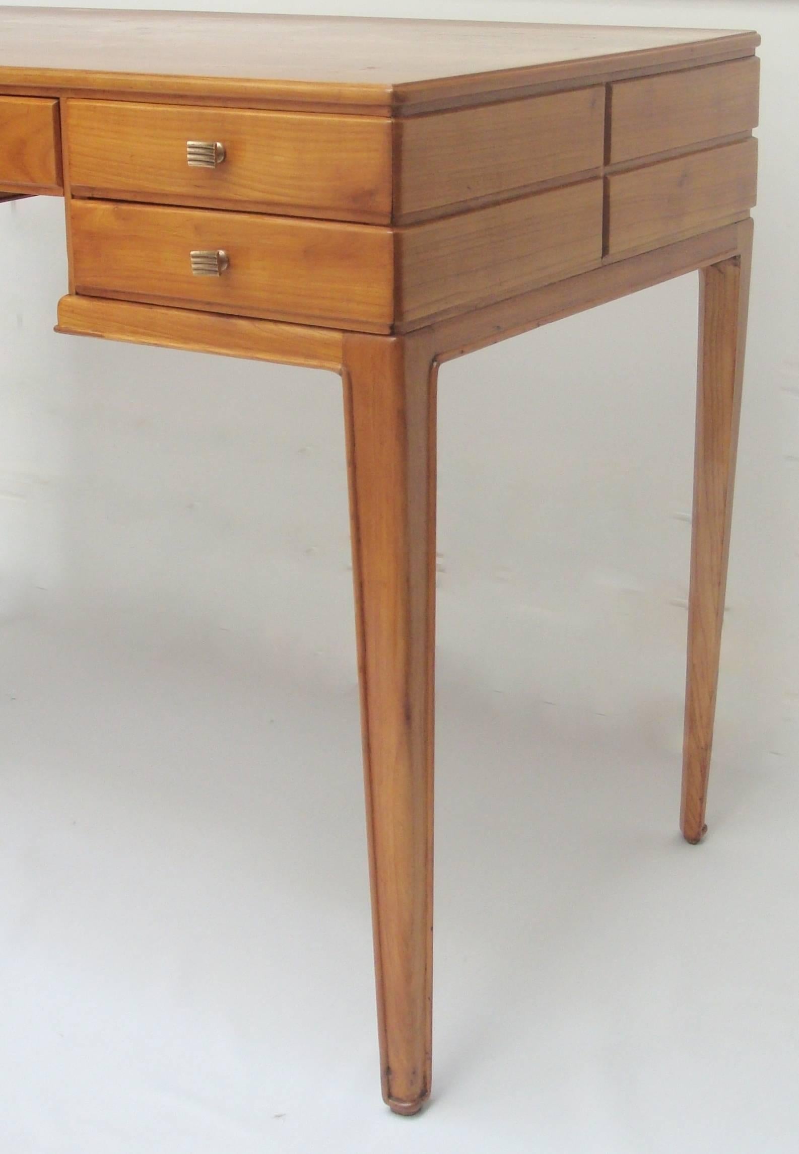 Mid-Century Modern Italian 1950s Cherrywood Writing Desk Attributed to Guglielmo Ulrich