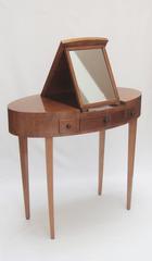 Small Italian 1940s Oval Dressing Table with Integrated Mirror