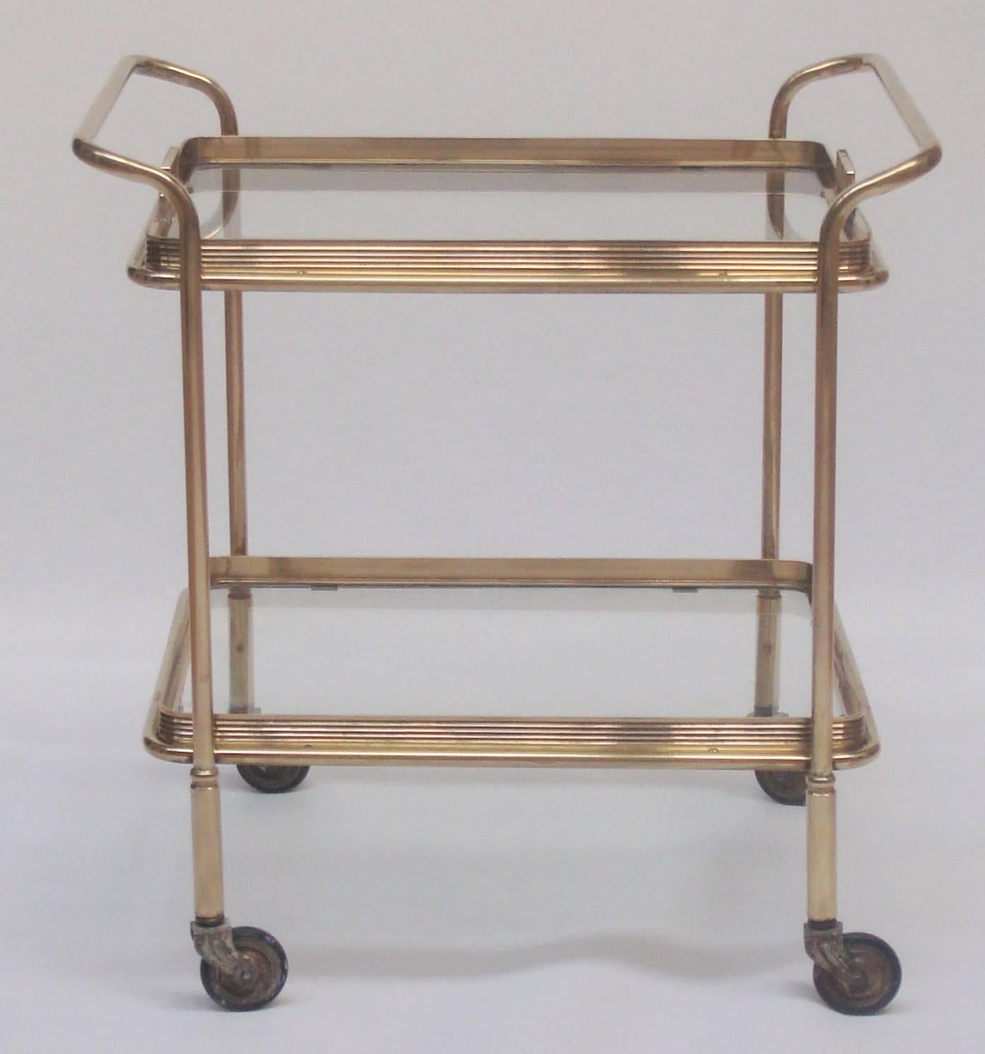 Mid-Century Modern Italian 1950s Brass and Glass Bar Cart