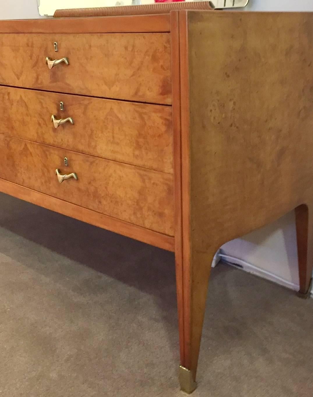 Mid-Century Modern Italian 1950s Sideboard and Mirror Attributed to Paolo Buffa