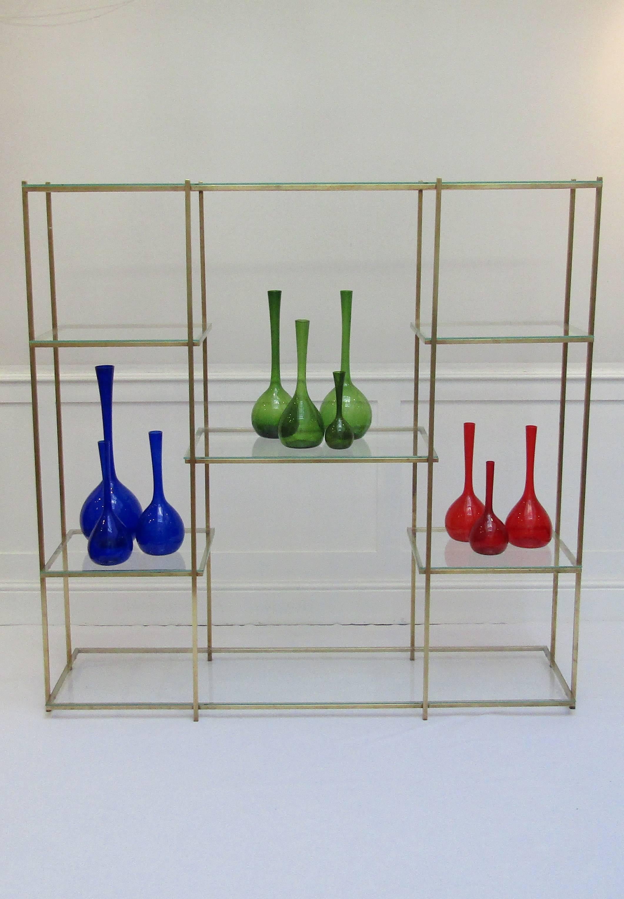 Italian 1960s Brass and Glass Etagère In Good Condition In London, GB