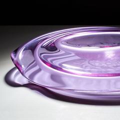 Maelstrom Neo, Sculpted Purple Glass Bowl with Drawing
