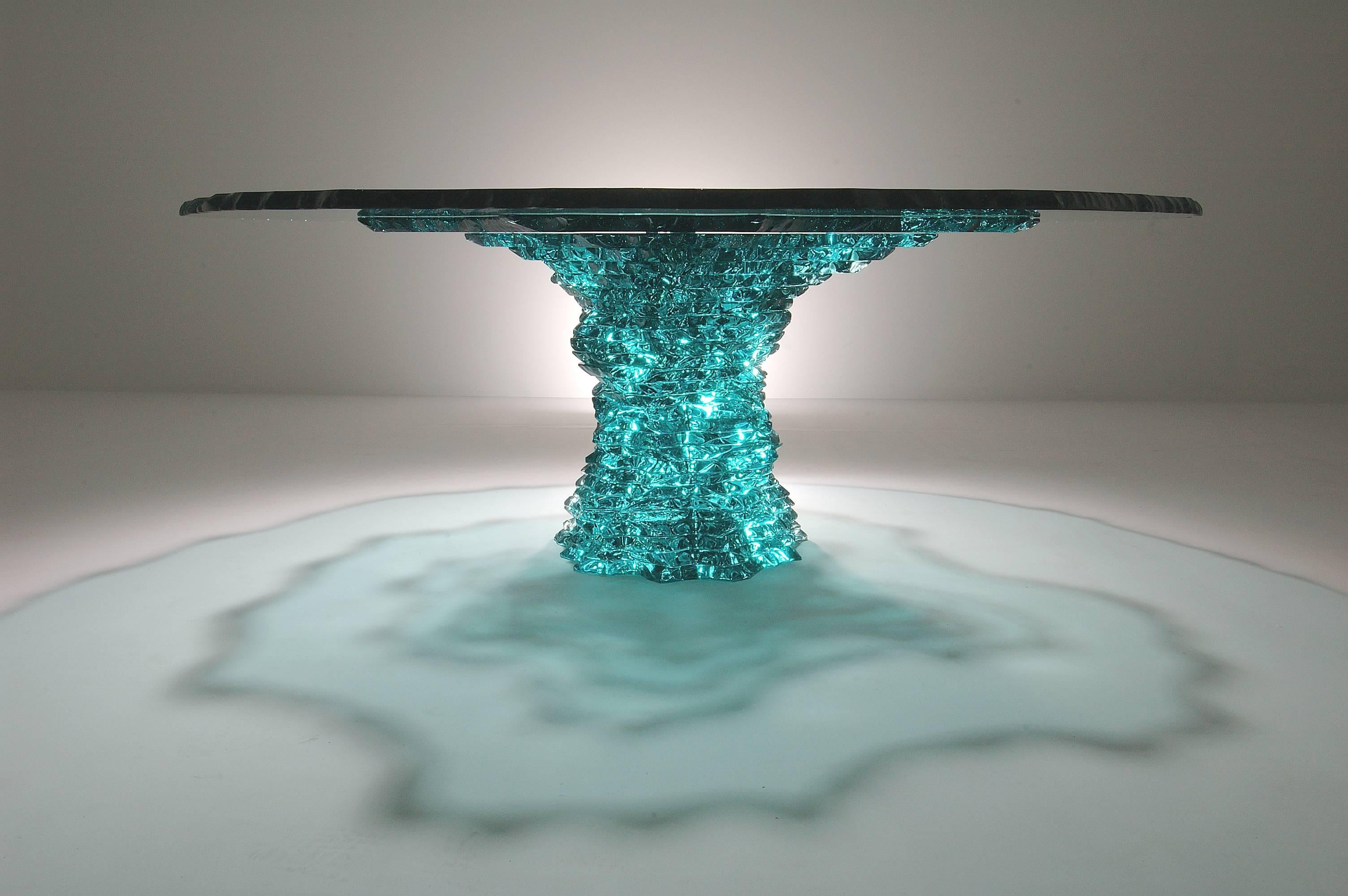 Greenstone, Hammer Fractured Layered Glass Dining Table 3