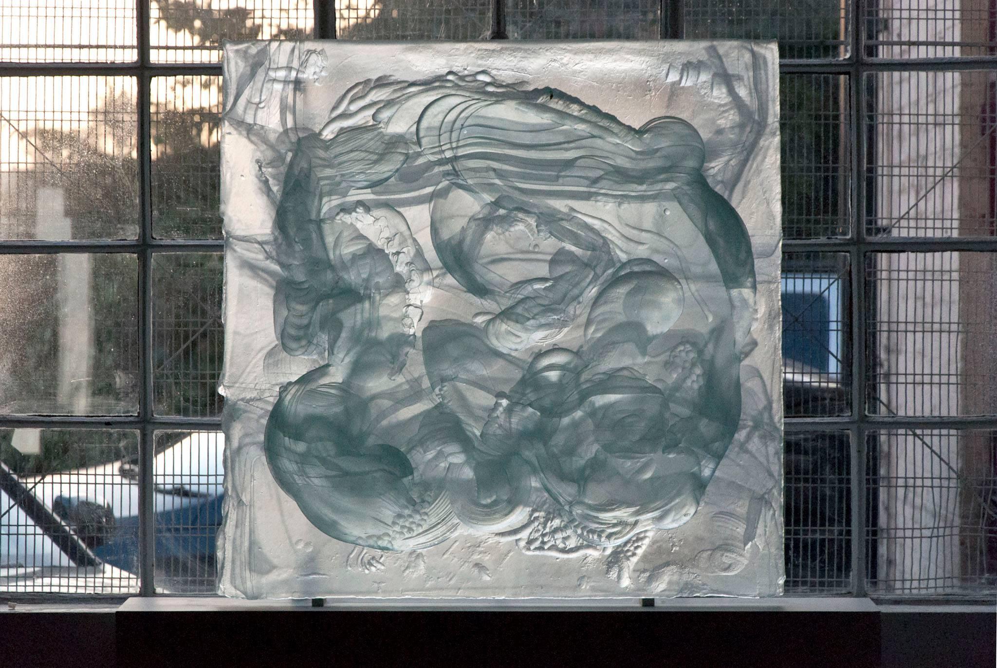 British 'Carved Cast 1' Cast Glass Relief Sculpture For Sale