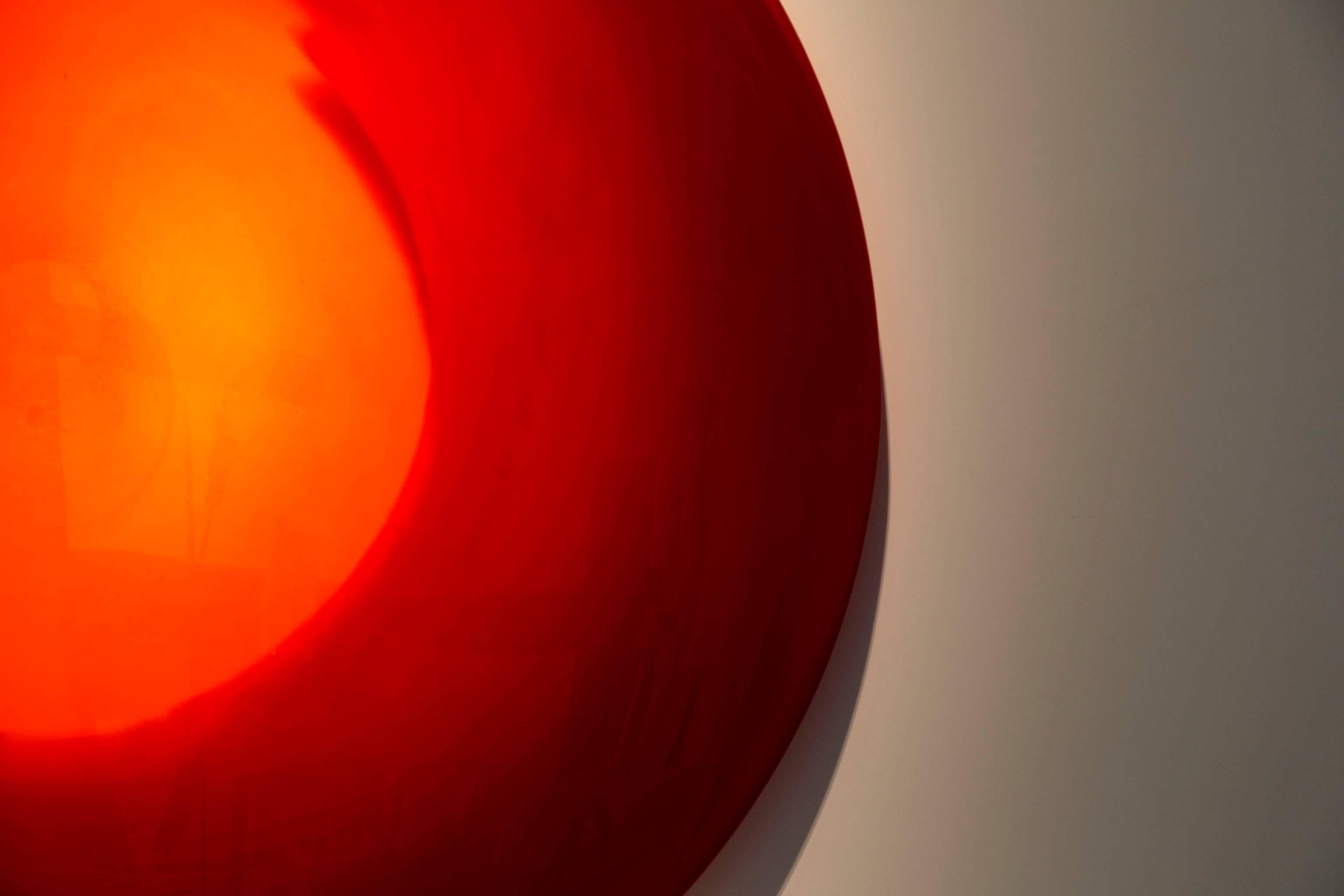British 'Red Sun' Glass Wall Sculpture For Sale