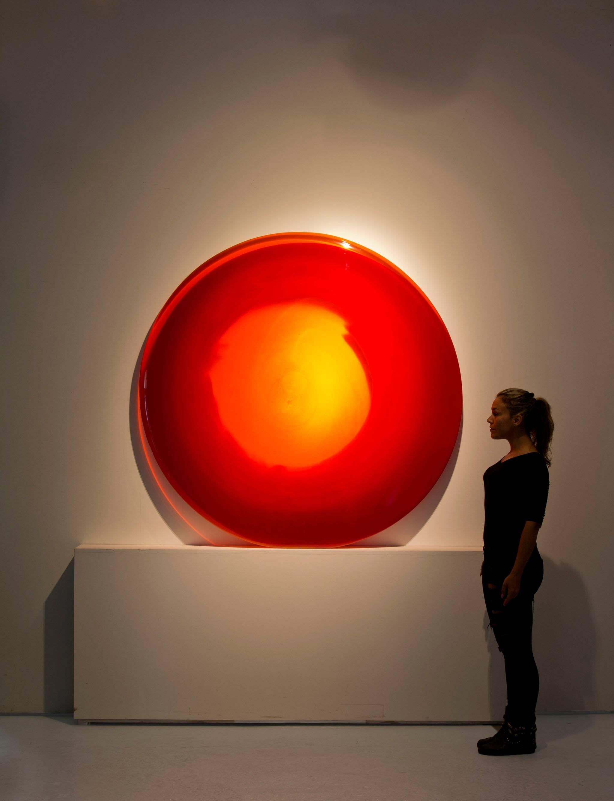 Other 'Red Sun' Glass Wall Sculpture For Sale